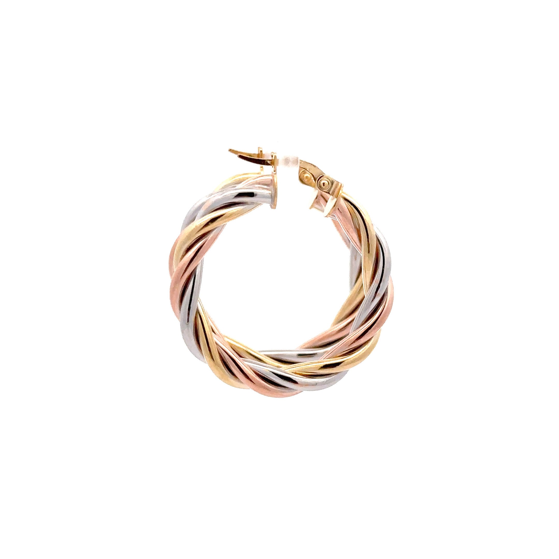 WD1150 14kt Gold Tri Color Gold Twist Hoop 1.2"