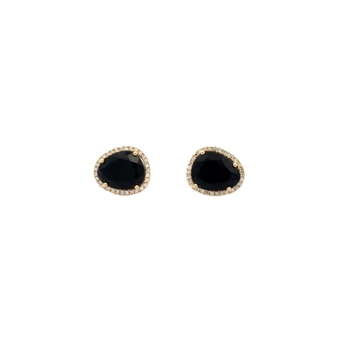 WD1180 14kt Gold Black Onyx Diamond Halo Studs