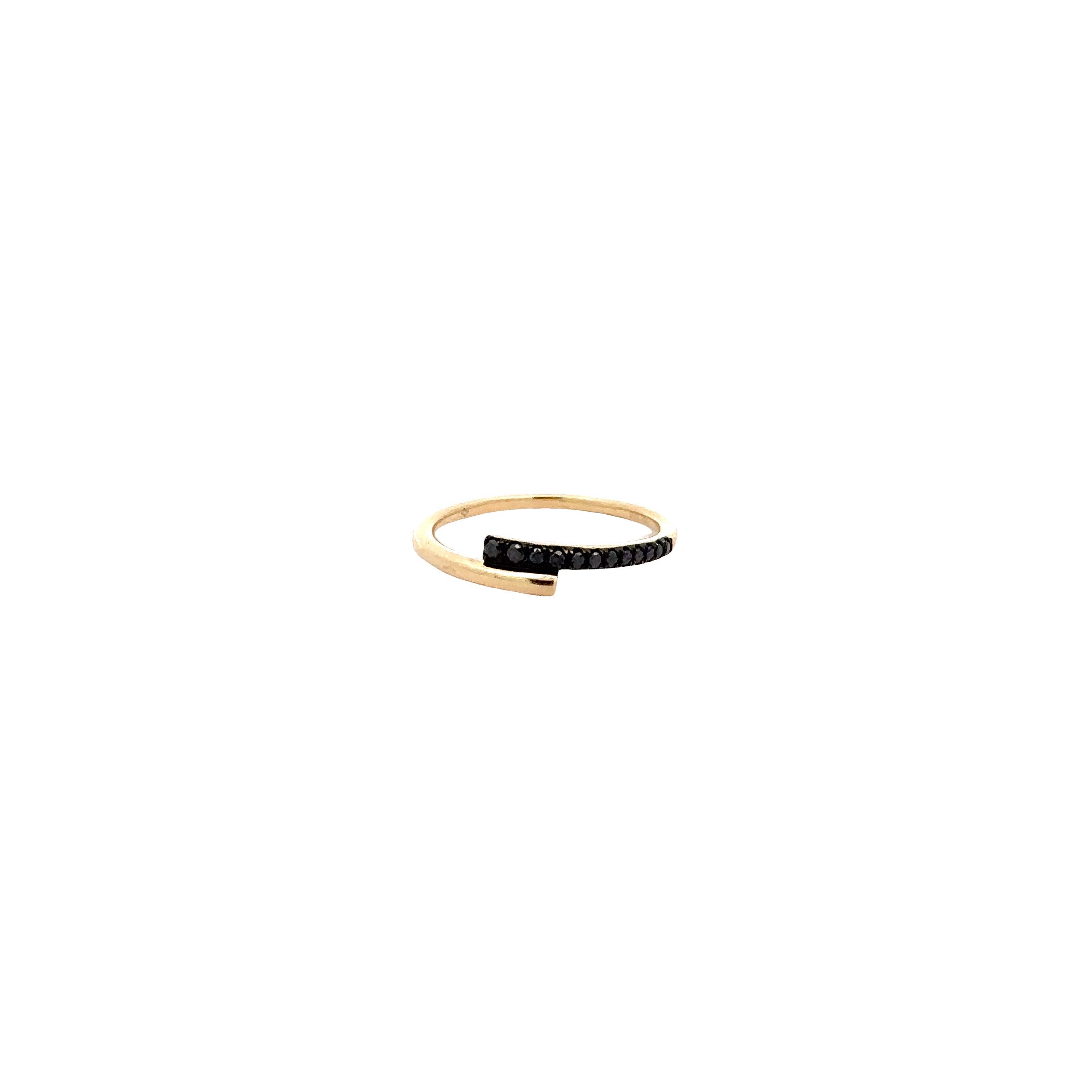 WD1259 14kt yellow gold ring with Black Diamond Detail