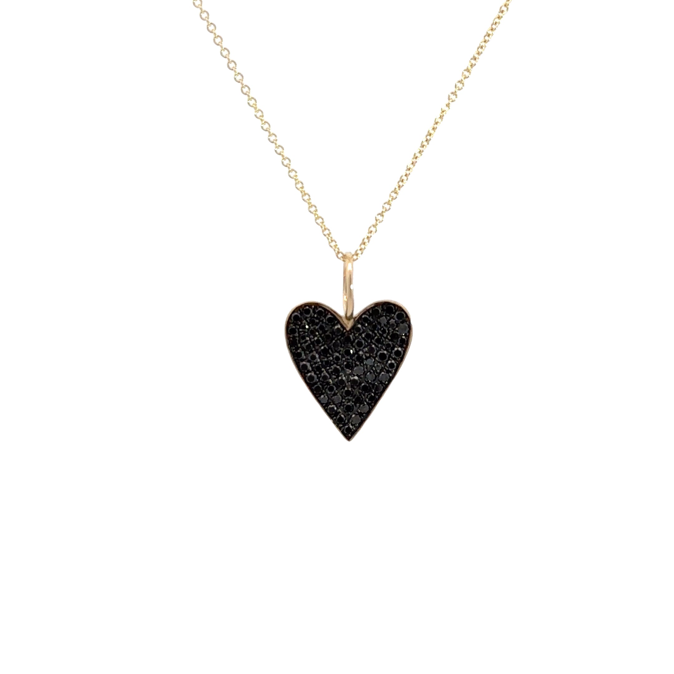 WD1290 14kt Gold Black Pave Diamond Heart Pendant