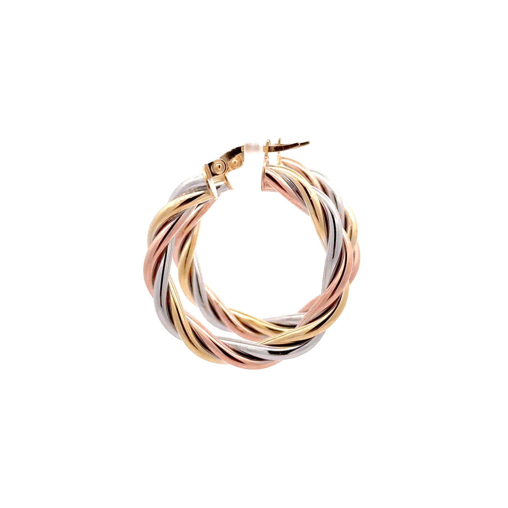 WD1150 14kt Gold Tri Color Gold Twist Hoop 1.2"