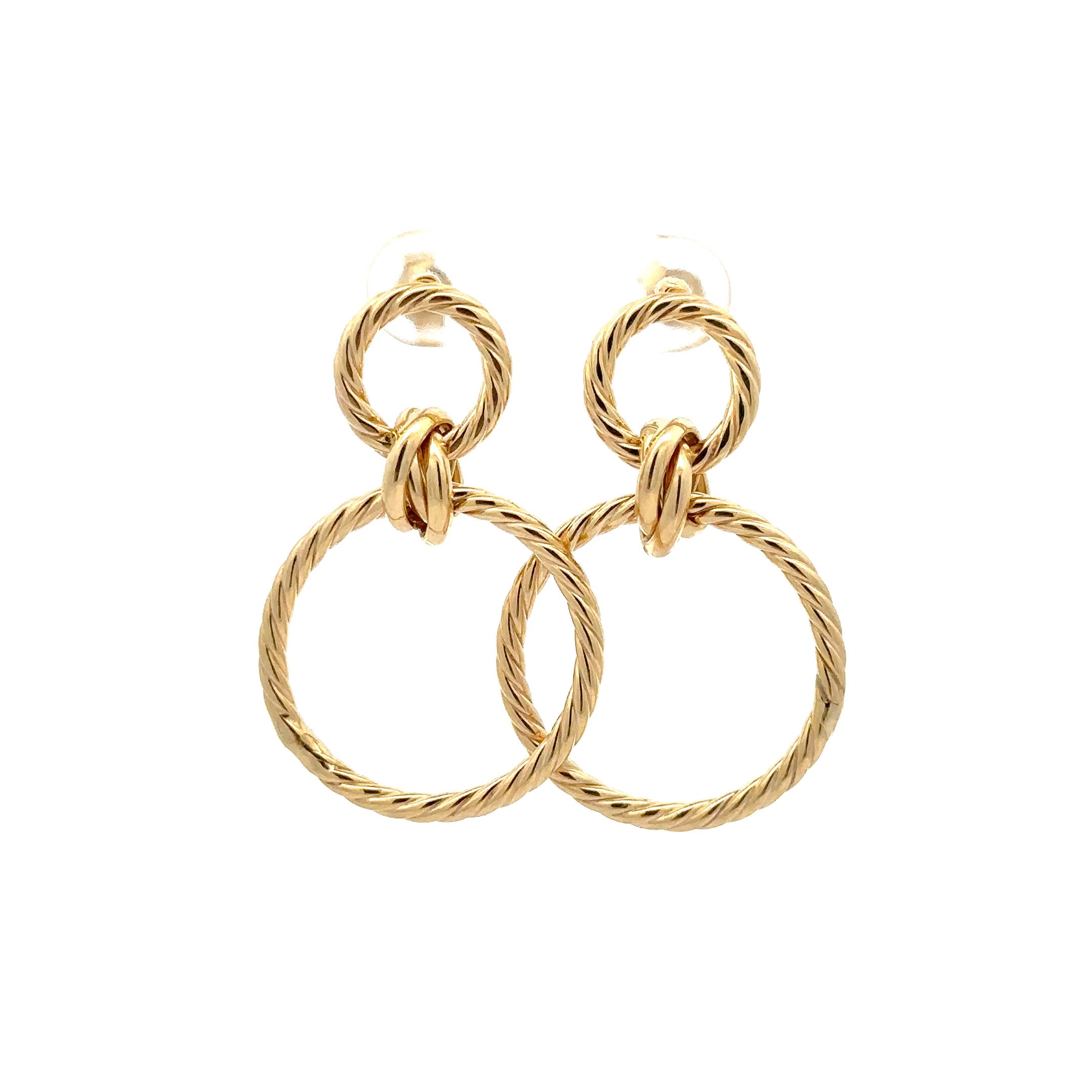 WD1212 14kt polished gold twist rope multi hoop Earring