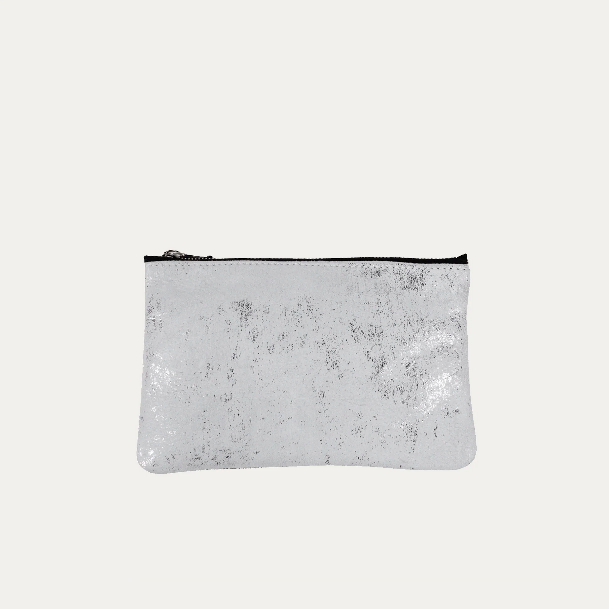 Pauly Pouch Organizer Pauly Jen | White Silver Metallic Leather + Silver Hardware