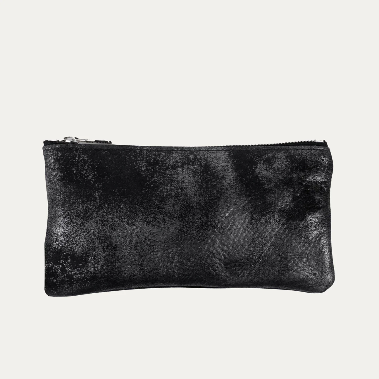 Pauly Phone Pouch Pauly Jen | Black Metallic Leather + Silver Hardware