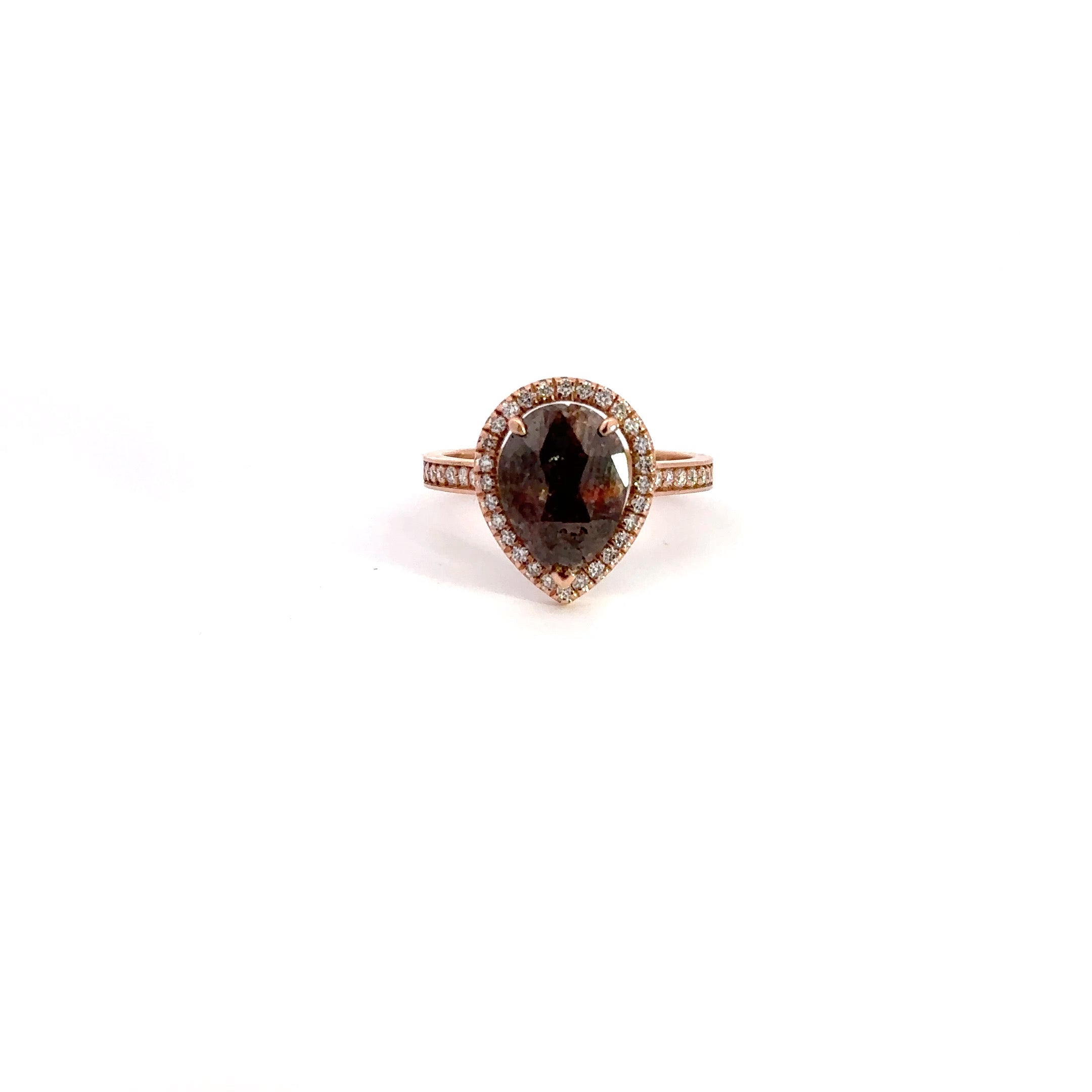 WD1121 14kt  Pear shape, Rose Cut, Raw Diamond Ring