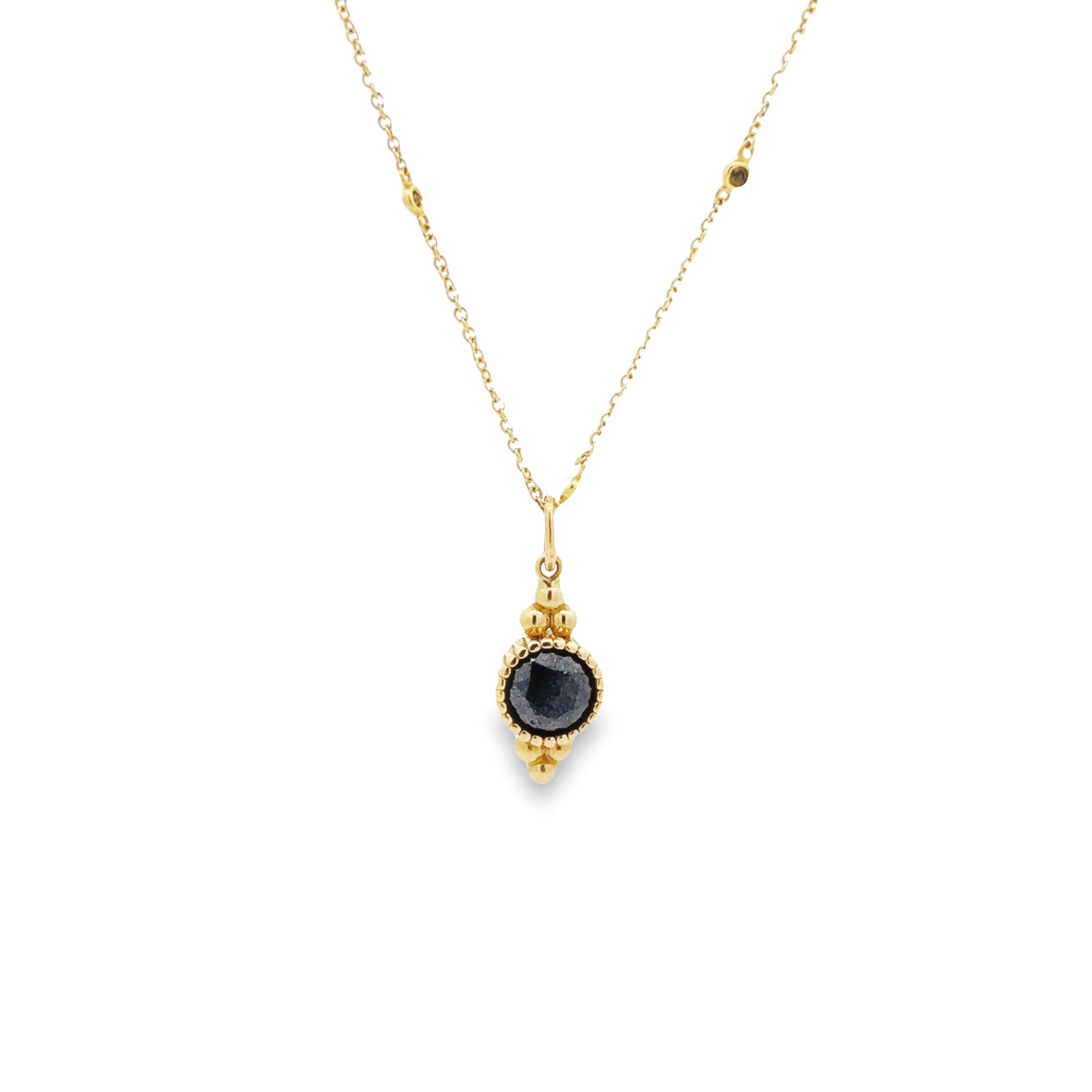WD1261 14kt Gold Black Diamond by the yard Necklace with Black Diamond Pendant