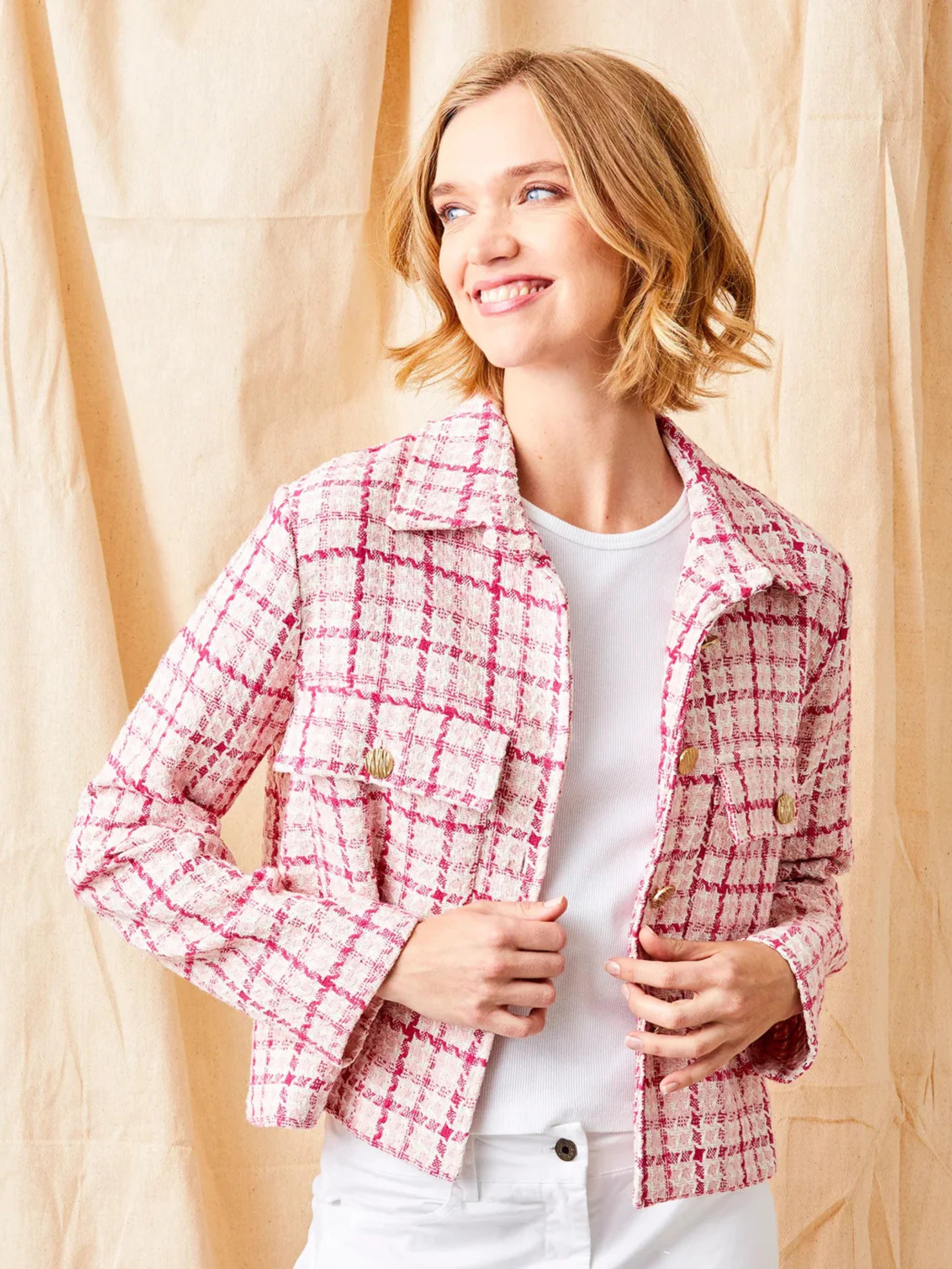 04087pm Suzy D Jadore Textured Jacket With Front Pocket Detail