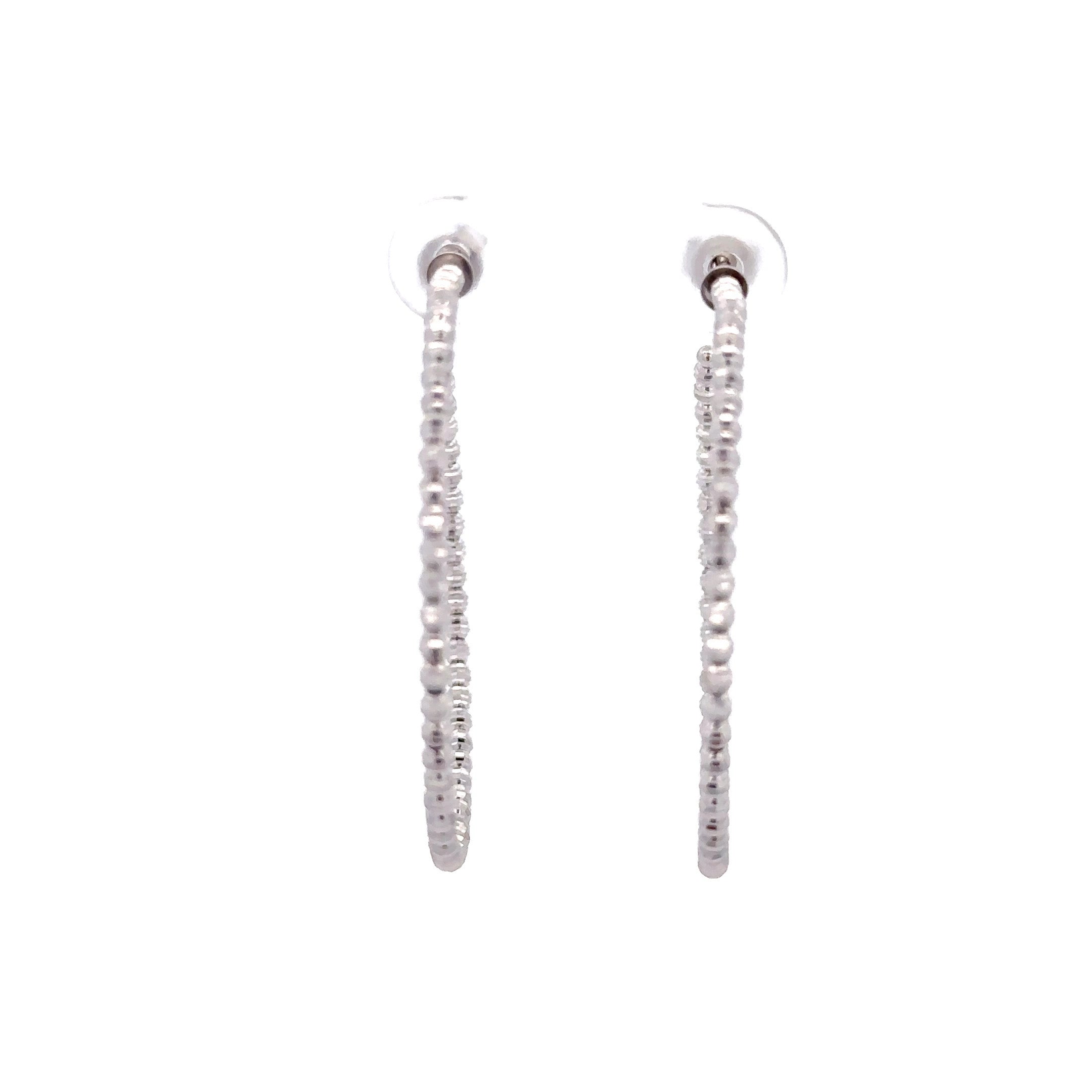 WD1159 14kt Gold Diamond Cut Beaded Hoop 1.5"