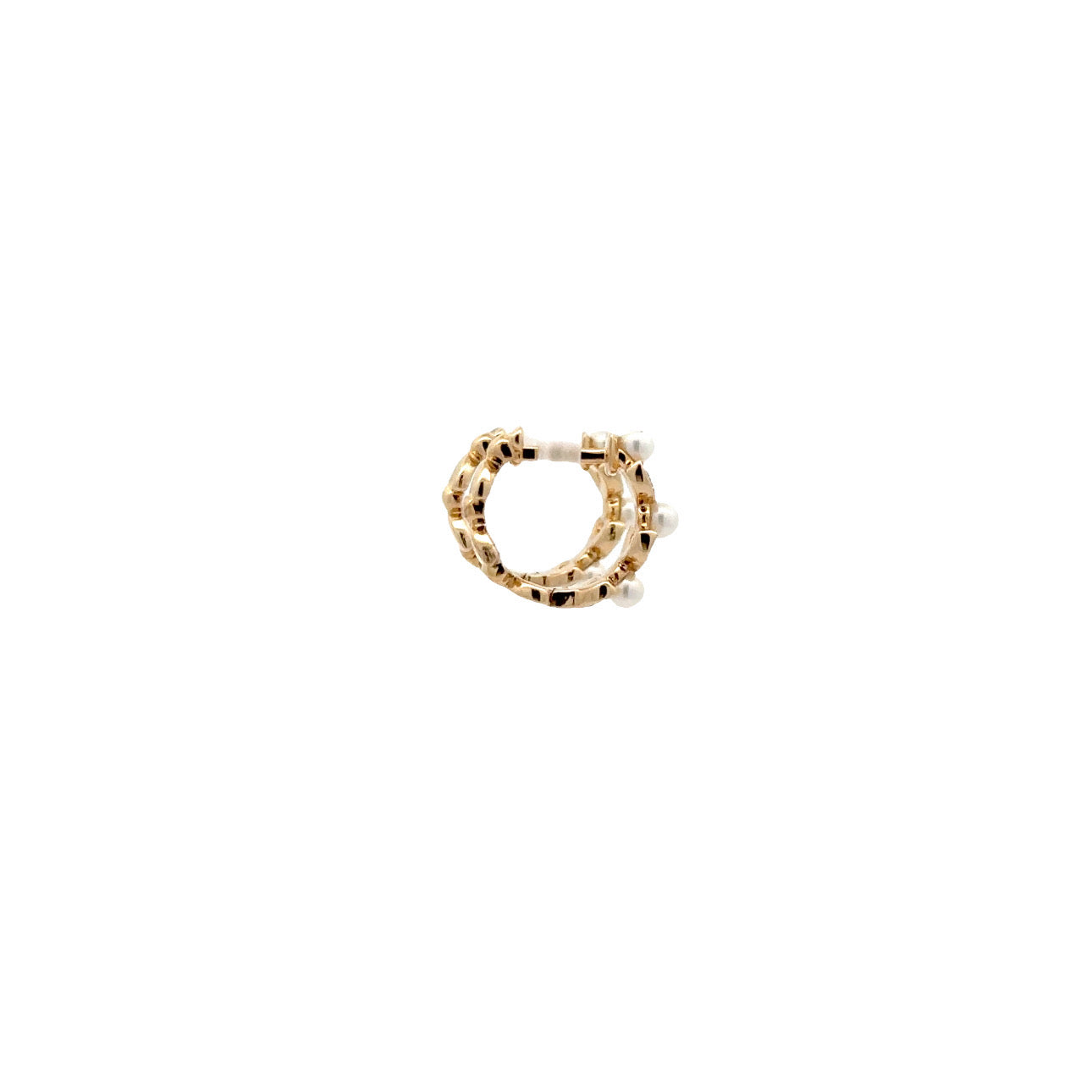WD1171 14kt Gold Diamond & Seed Pearl Hoops