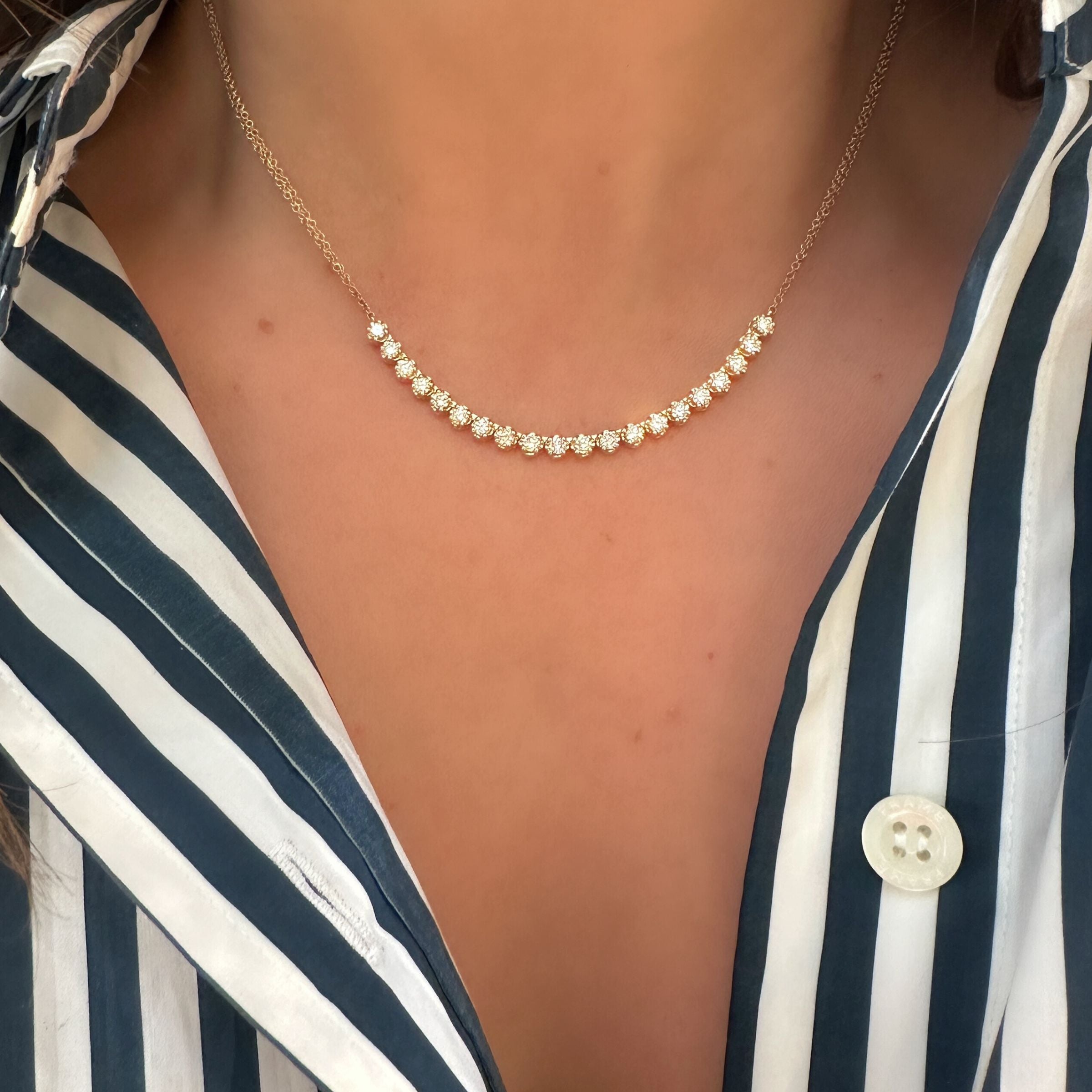 WD1779 14kt Gold Diamond Tennis Necklace