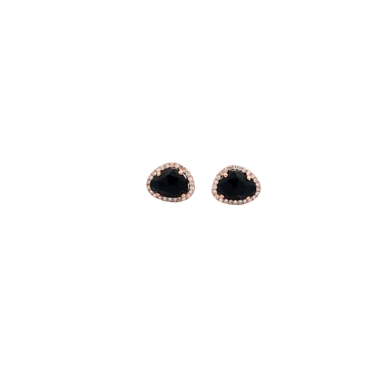 WD1164 14KT GOLD BLACK ONYX DIAMOND HALO STUDS