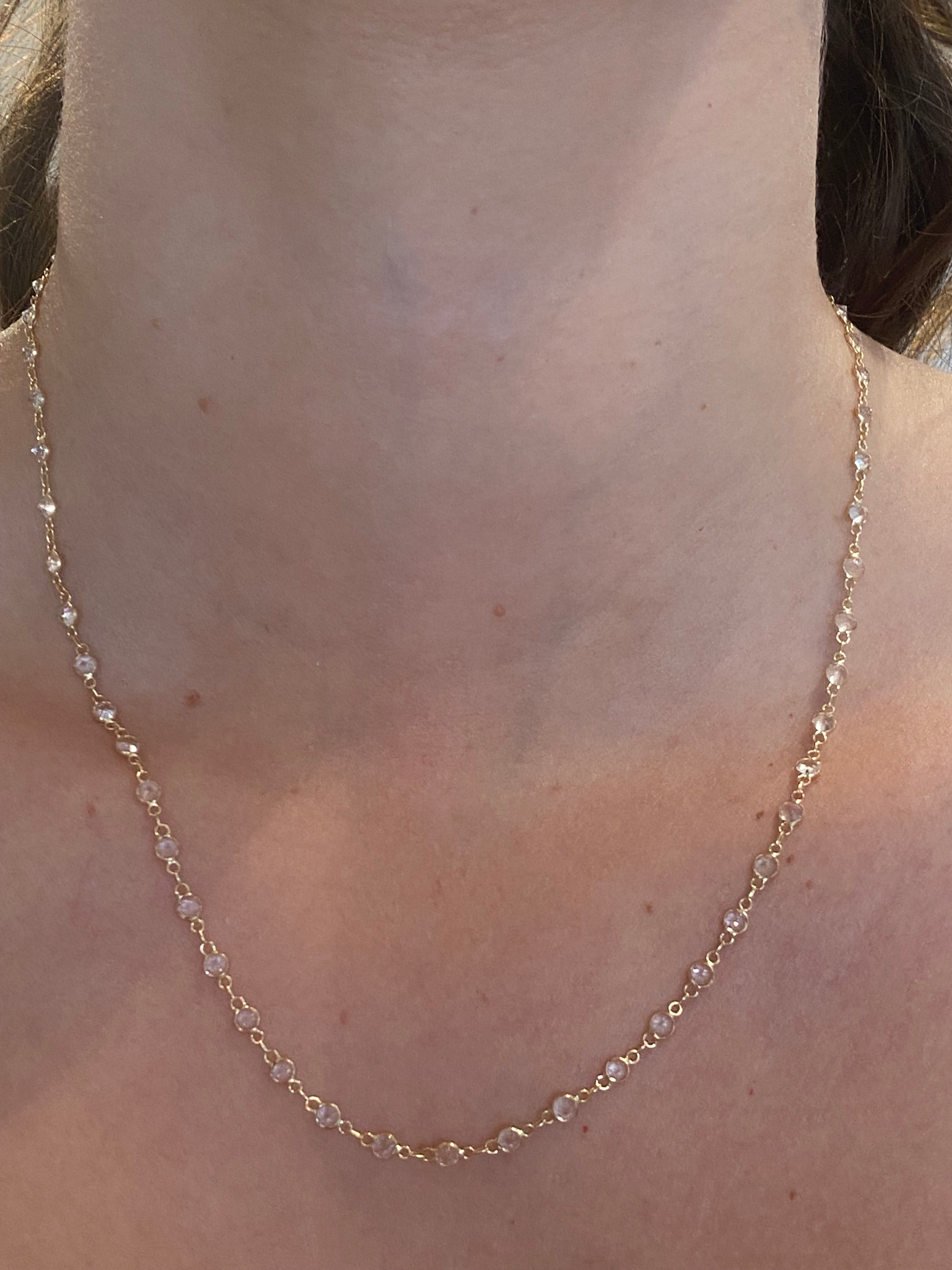 WD598 14kt Gold with White Topaz by the Yard Necklace