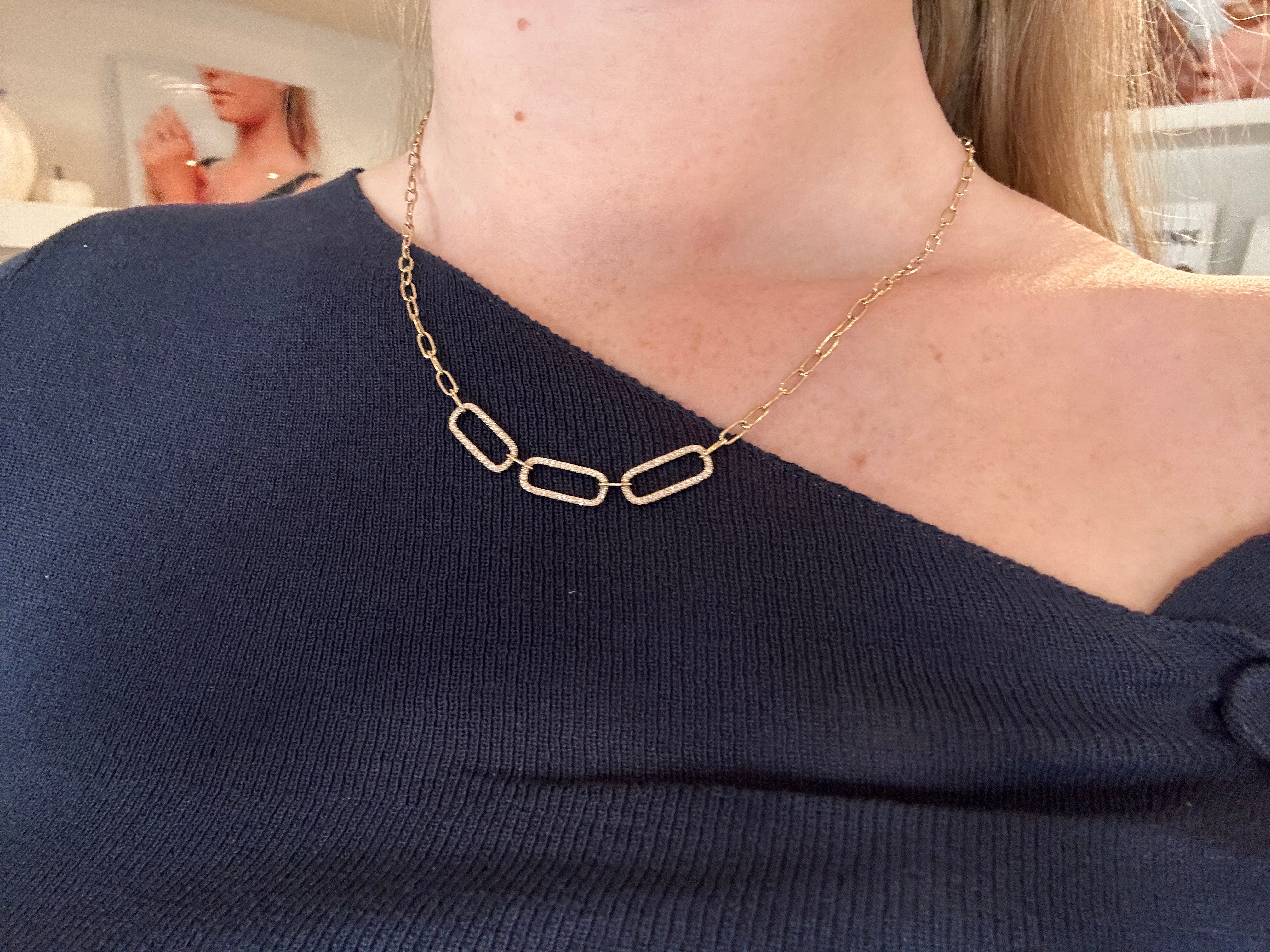 WD1700 14kt Gold PaperLink Necklace with Diamond Detail