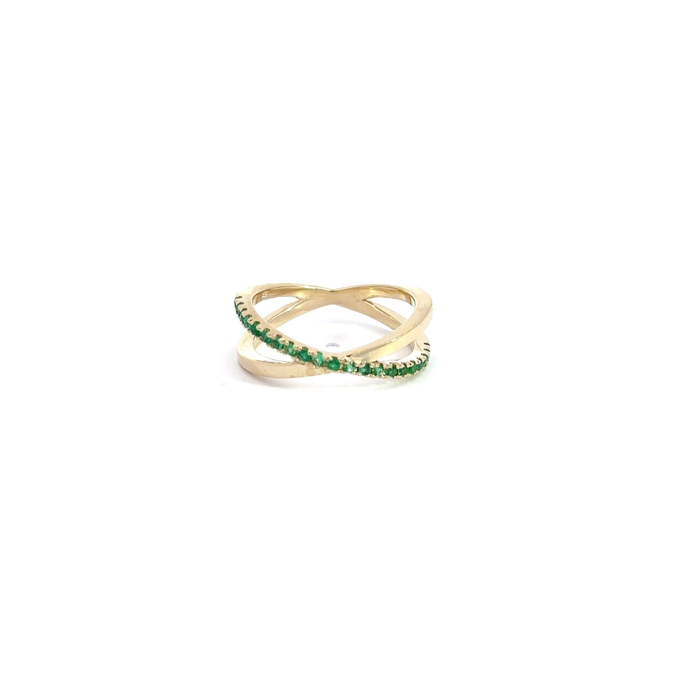 WD1196 14kt Gold Emerald Kiss Ring