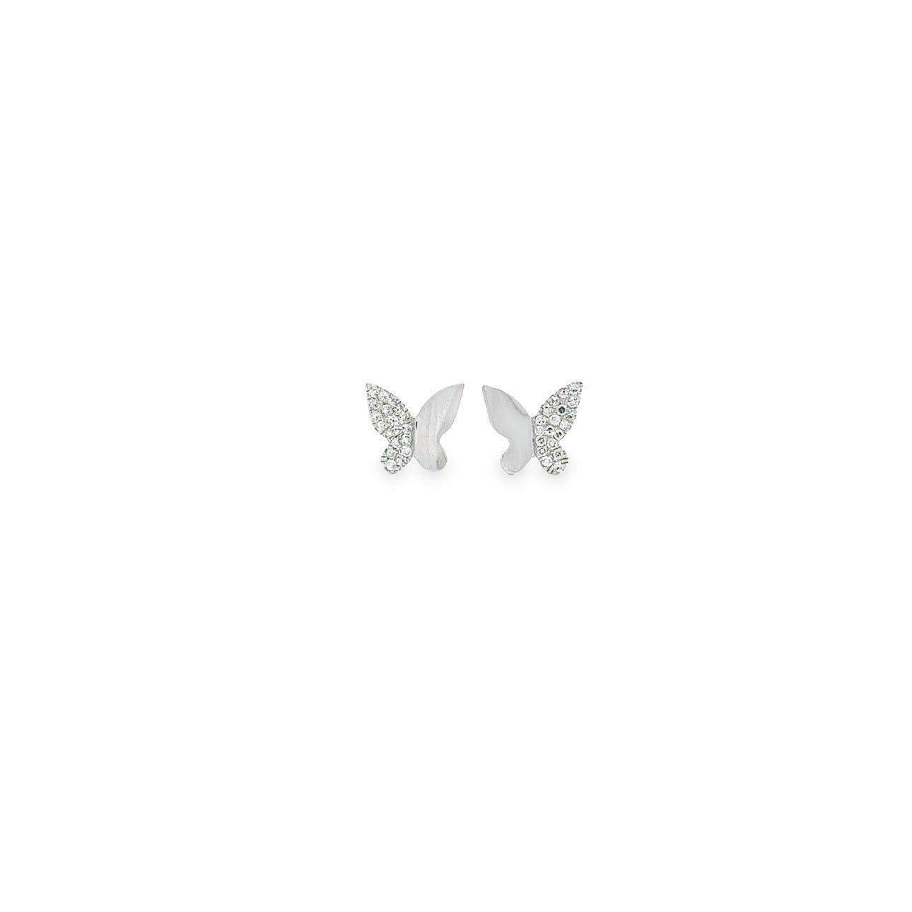 WD1232 14kt White Gold Pave Diamond Butterfly Stud