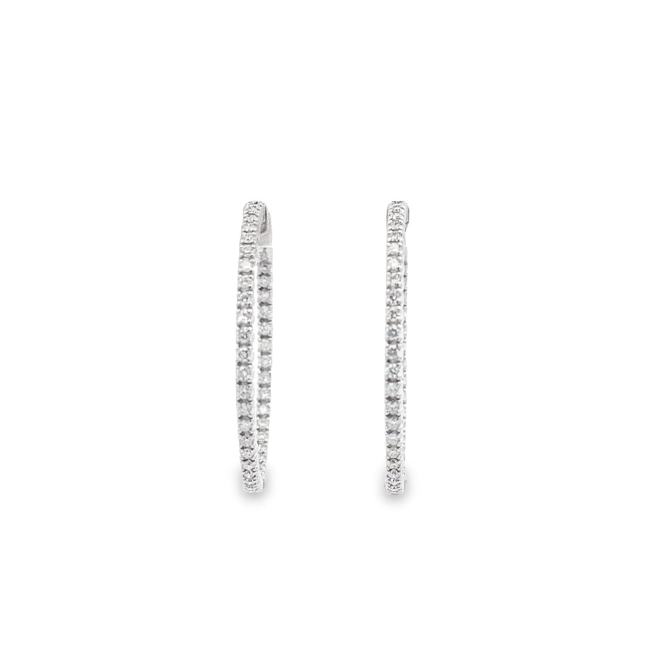 WD1245 14kt Gold Eternity Diamond Hoop Earrings