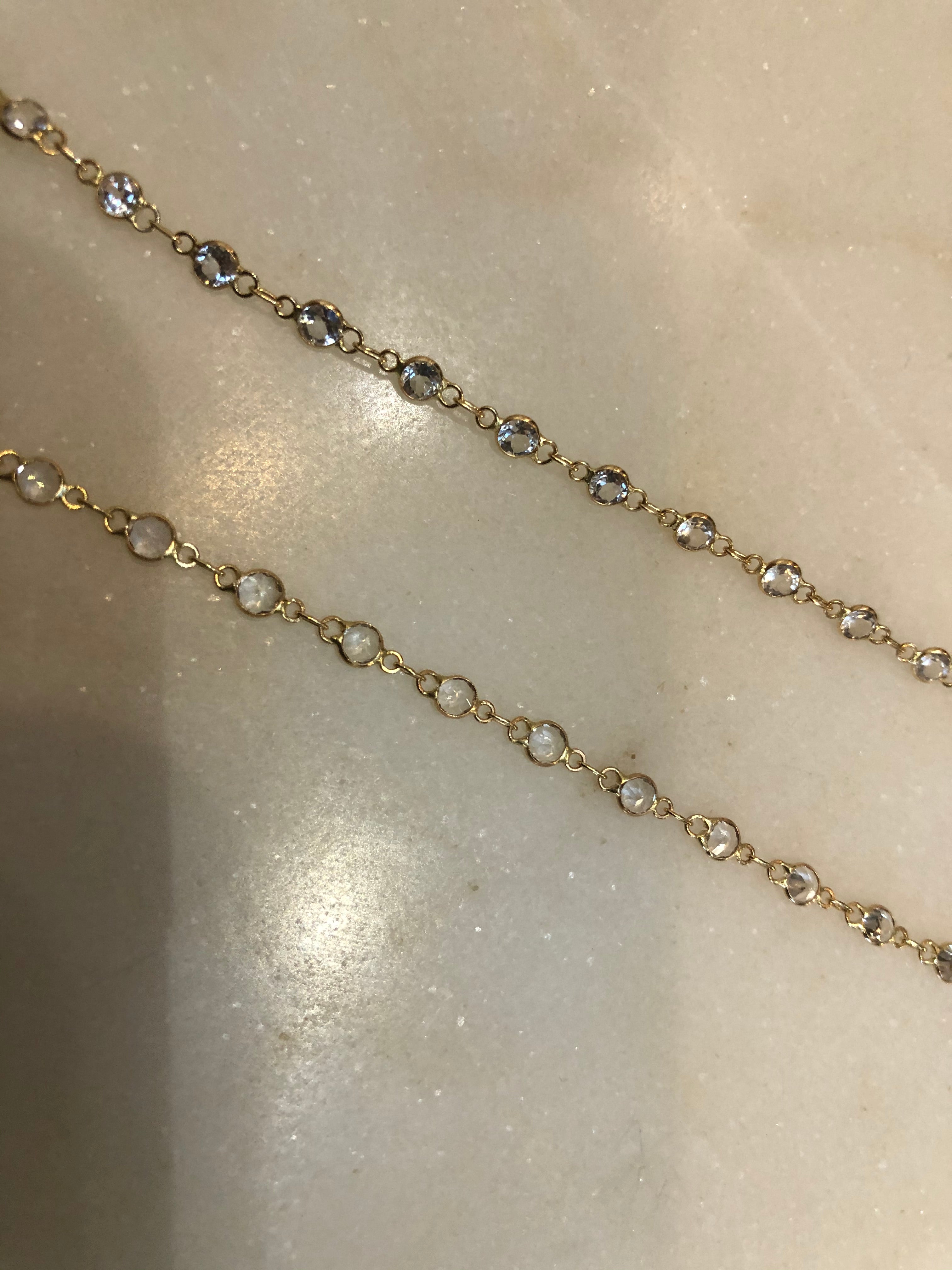 WD598 14kt Gold with White Topaz by the Yard Necklace