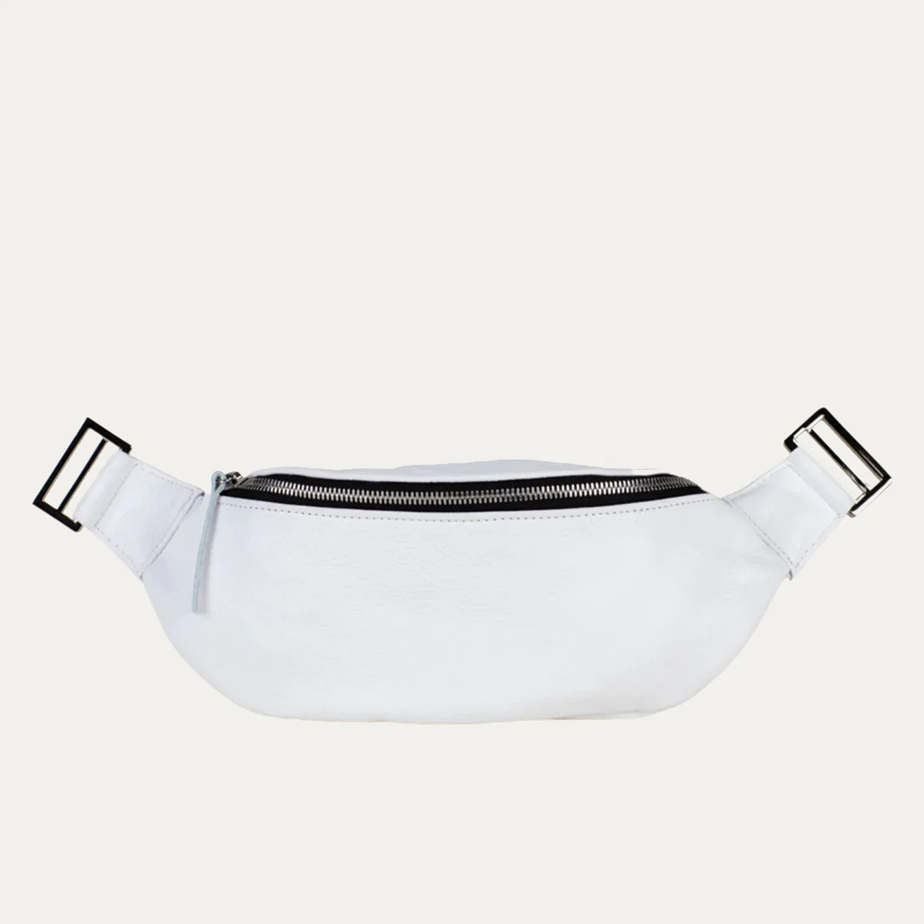 WHT/SH/FP Fanny Pack + Crossbody Bag | White Leather + Silver Hardware