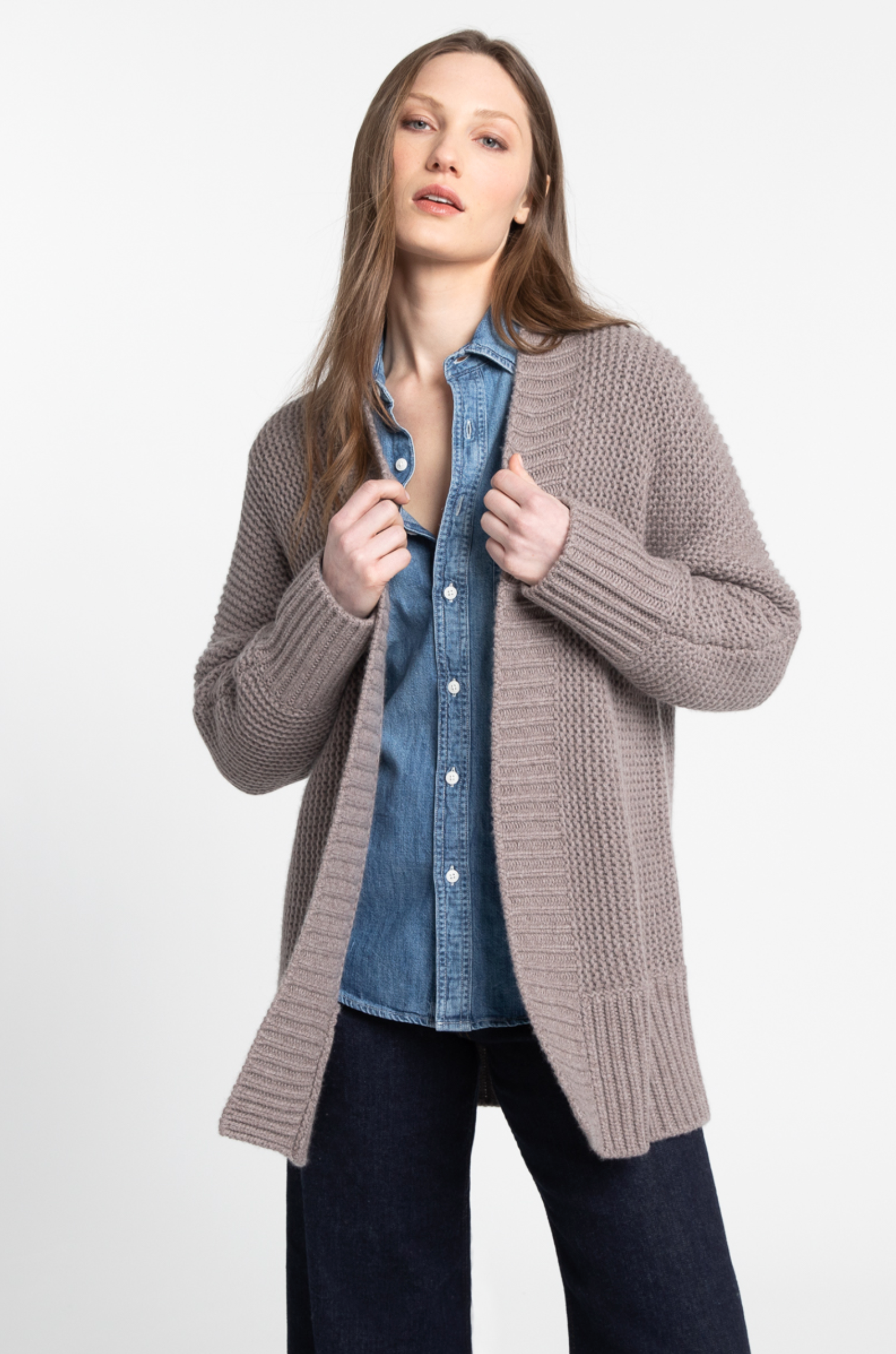 LFSC3-299s Kinross Luxe Garter Stitch Cardigan
