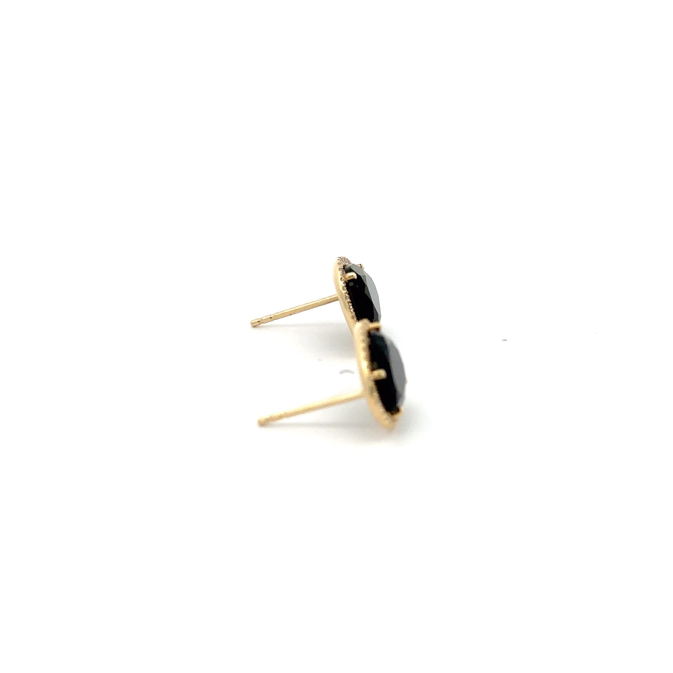 WD1180 14kt Gold Black Onyx Diamond Halo Studs