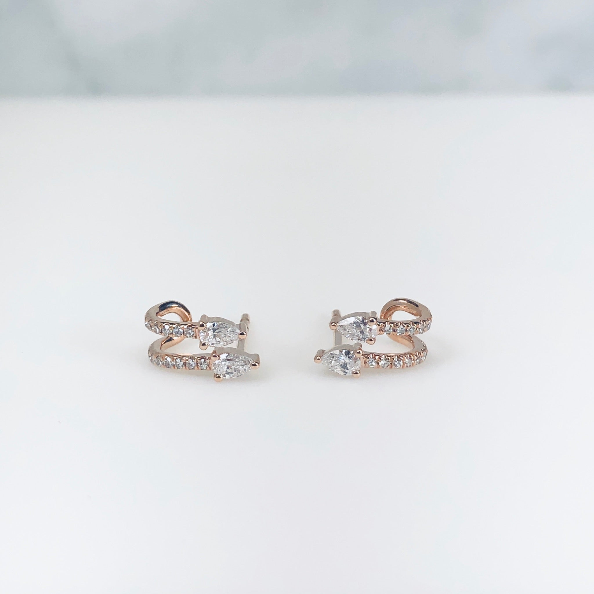 WD582 - Pear and Pave Cuff Huggie Earring