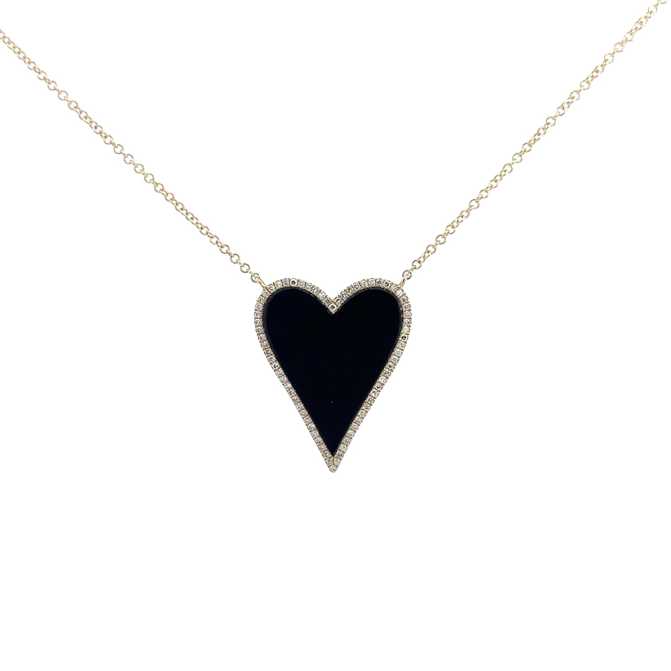 WD1200 14kt Gold with Black Onyx and Diamond Halo Necklace