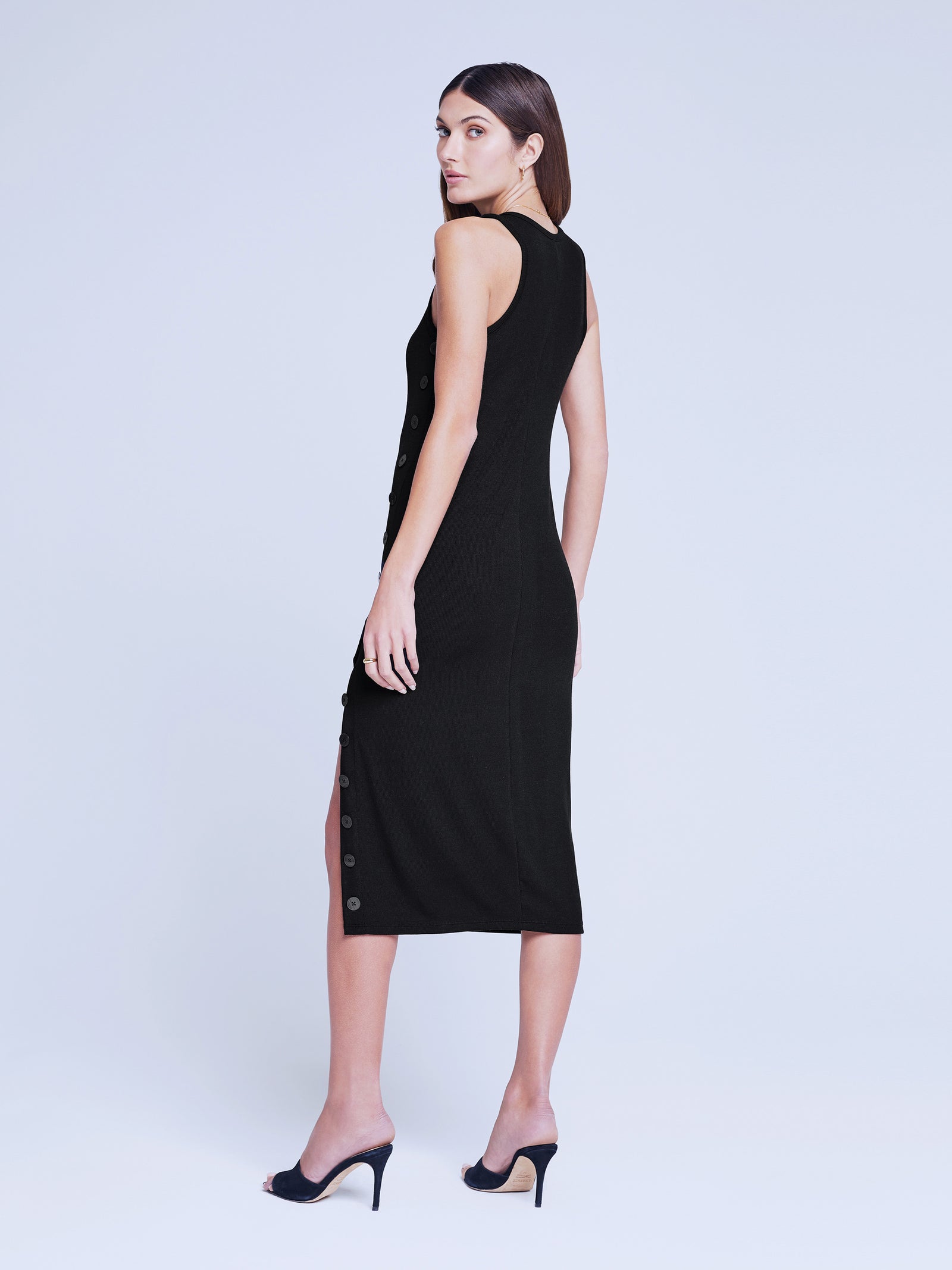 61302kmrB L'AGENCE Raveena Razerback button dress