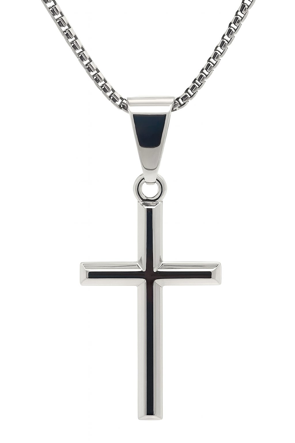 PX120 Steling Silver Rhodium Cross with "Faith in God" and "KT" engraved on the Back