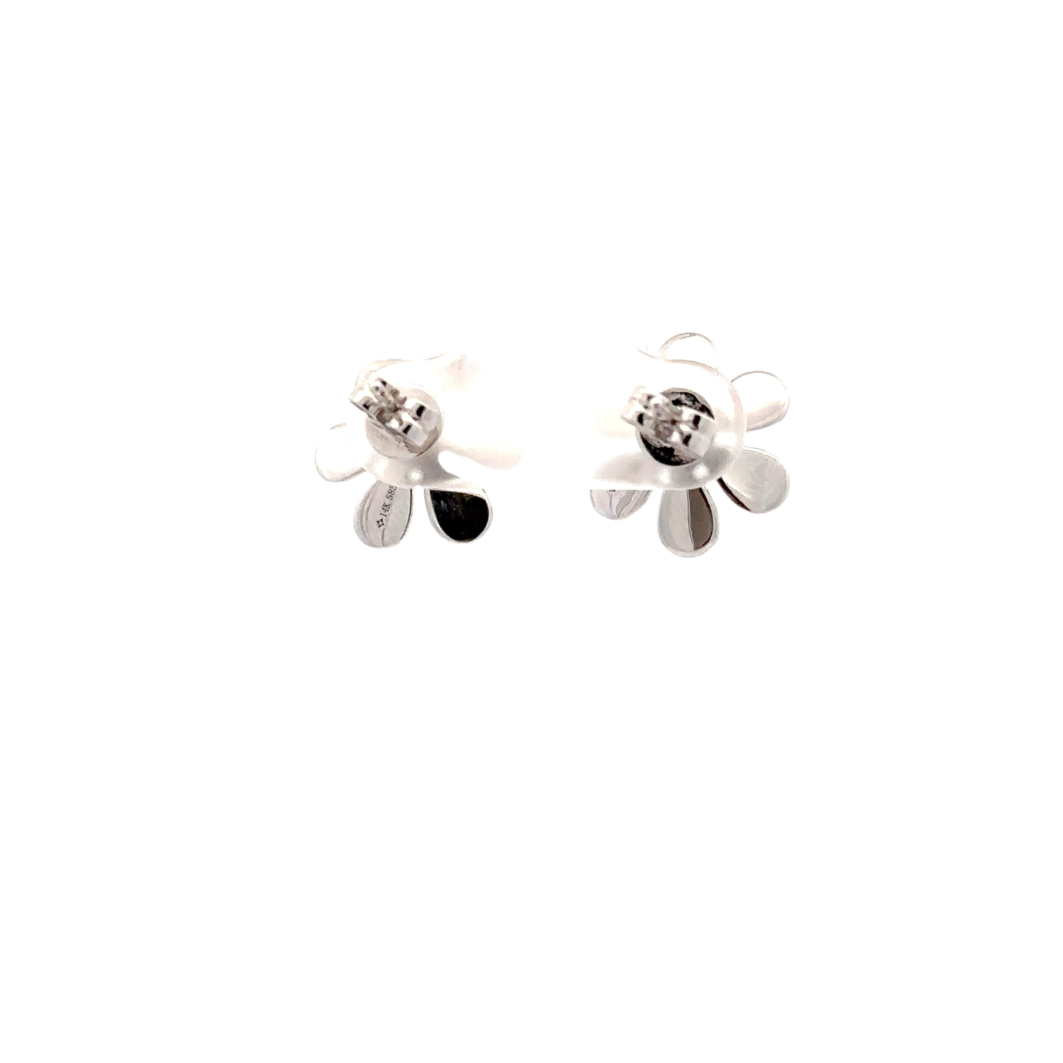 WD1693 14KT Gold Petal Diamond Flower Studs