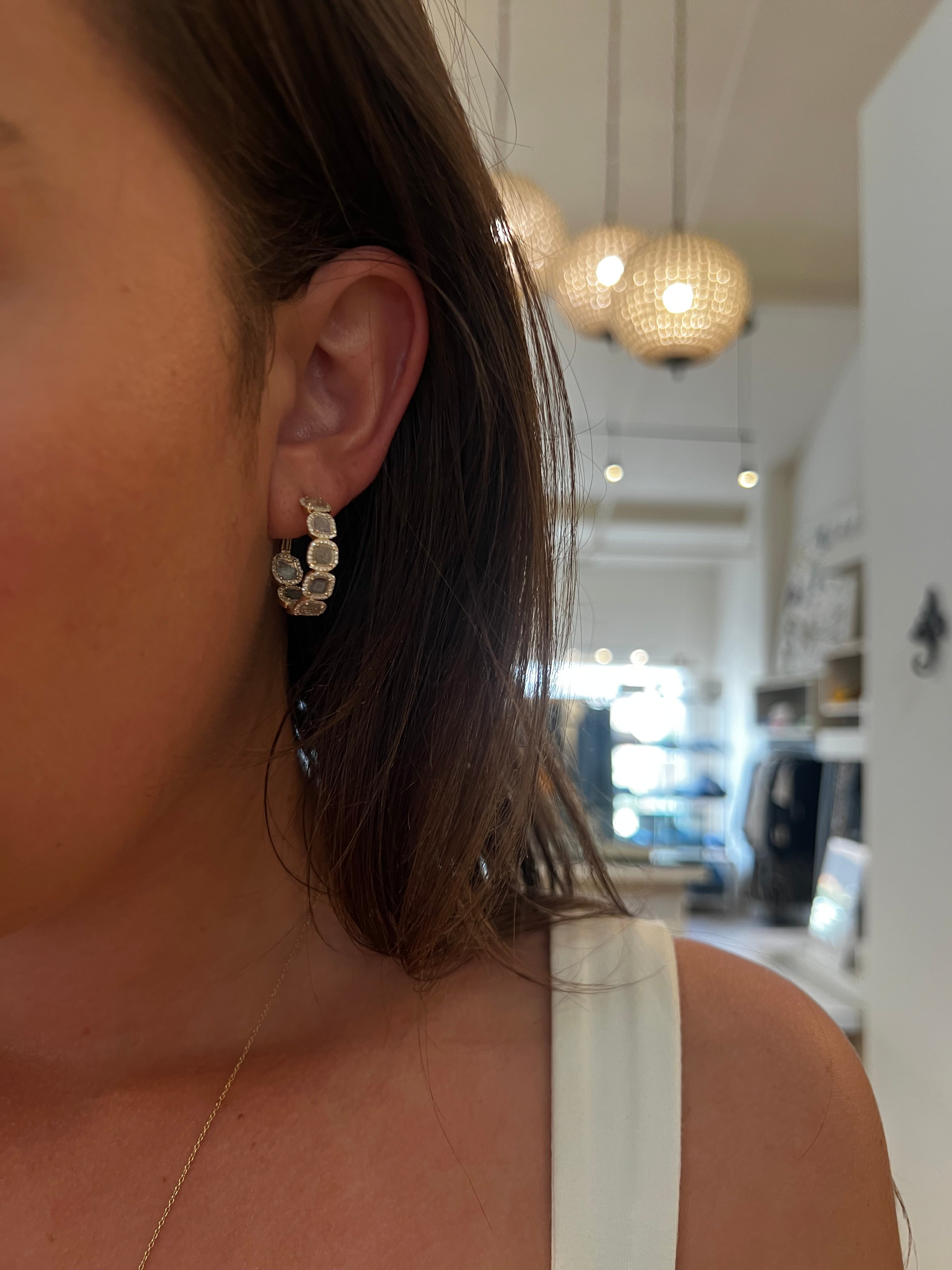 WD802 14kt sliced diamond hoops