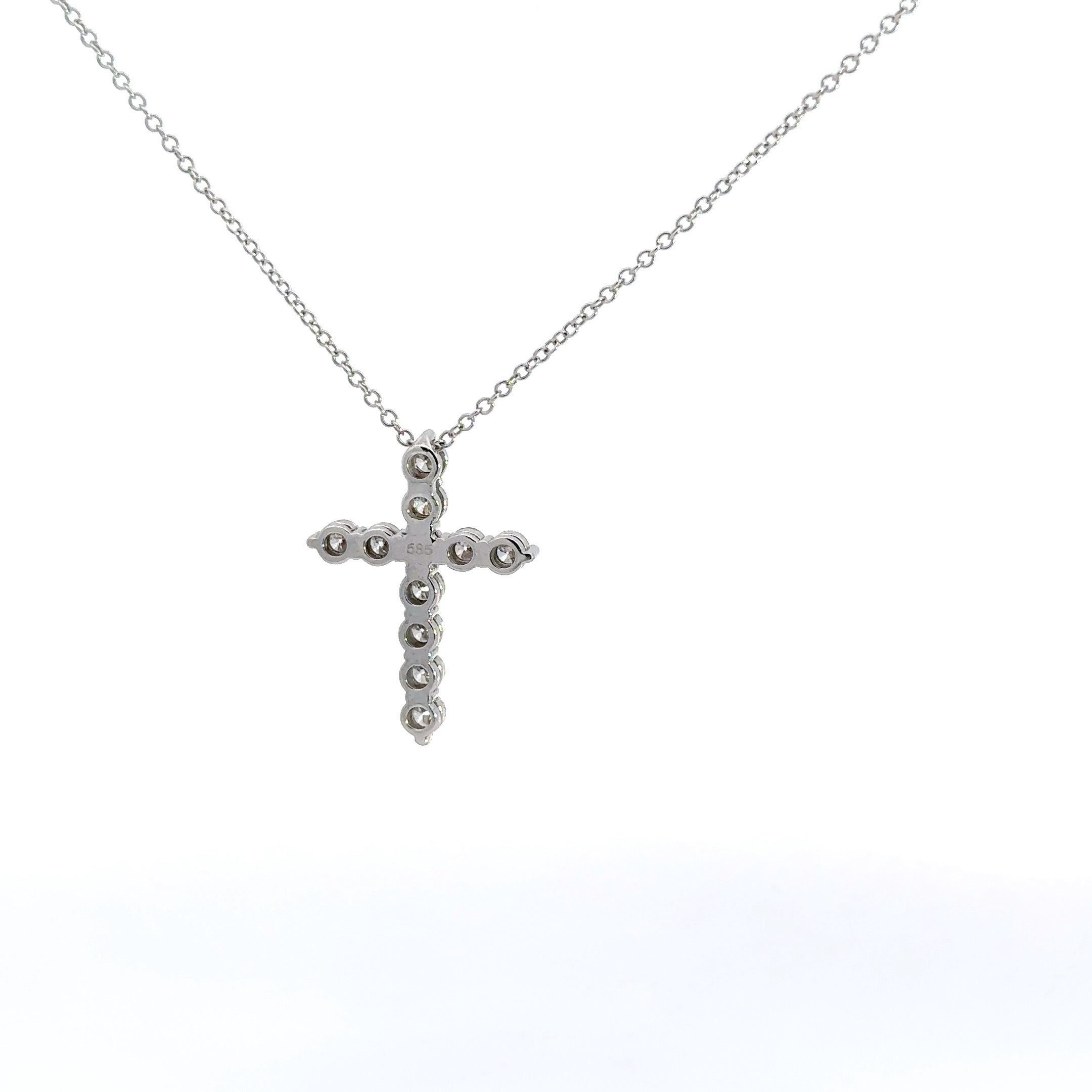 WD992 14kt Diamond Cross Necklace