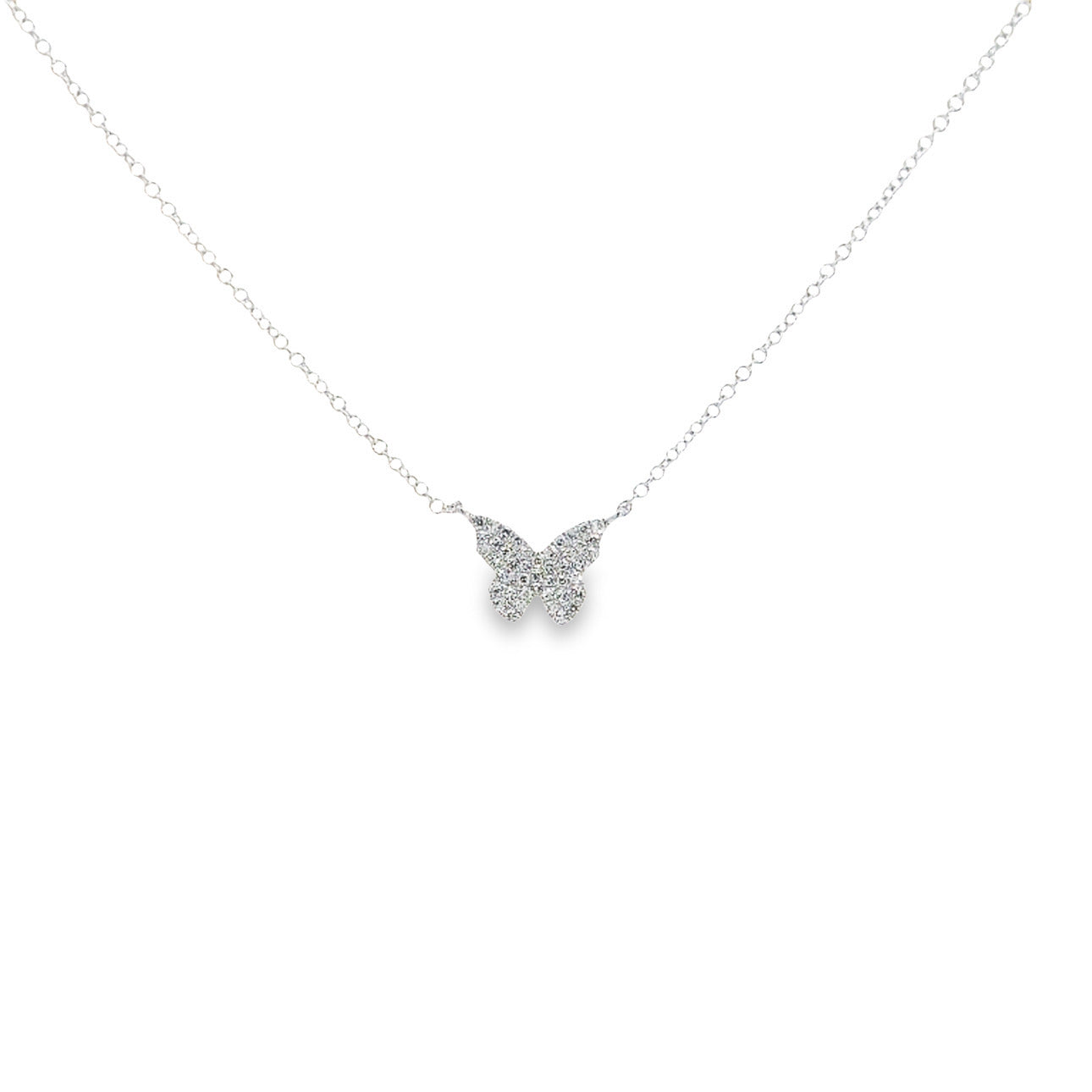 WD1101 14kt Pave diamond Butterfly Necklace