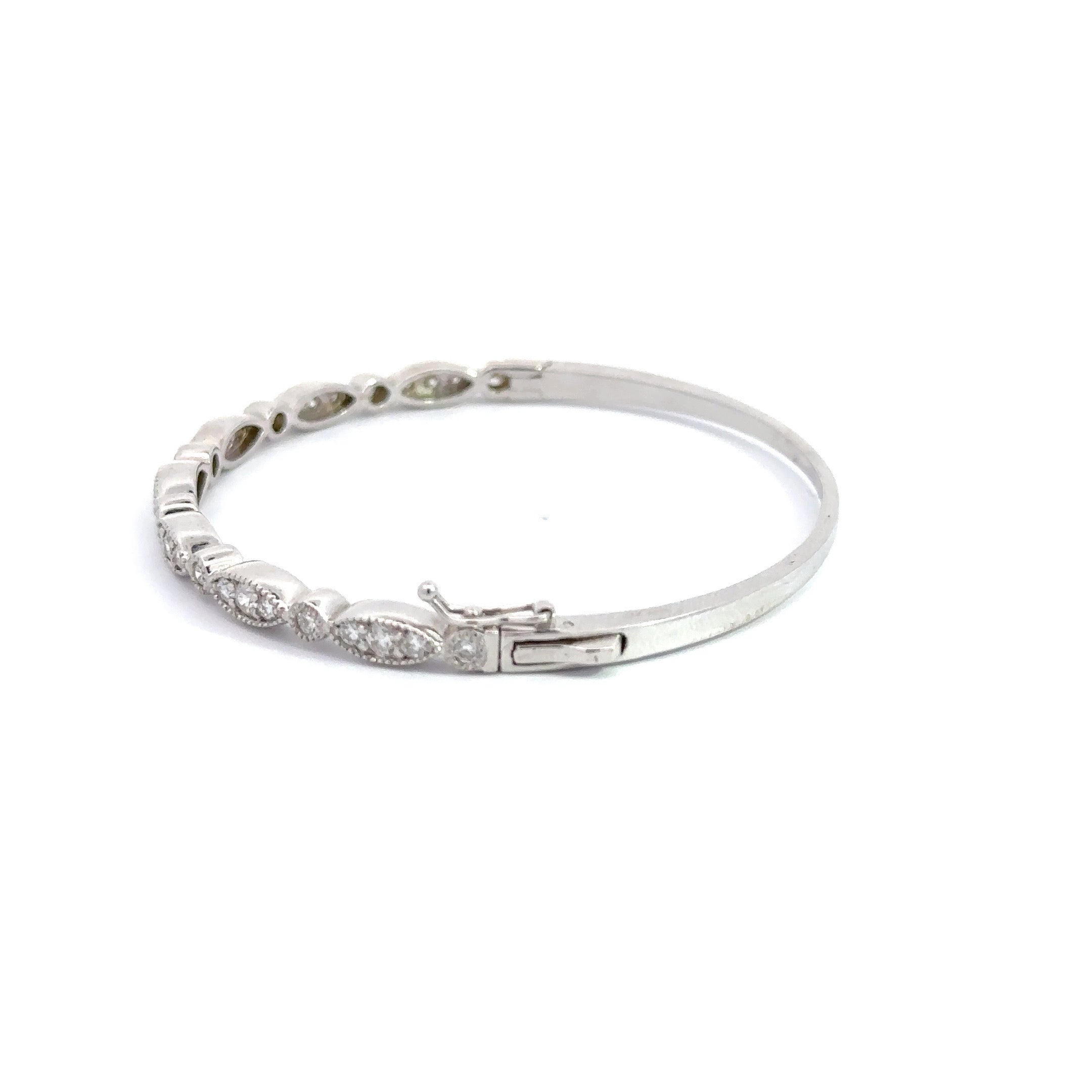 WD1073 14kt Marquise and Round Diamond Cuff Bangle