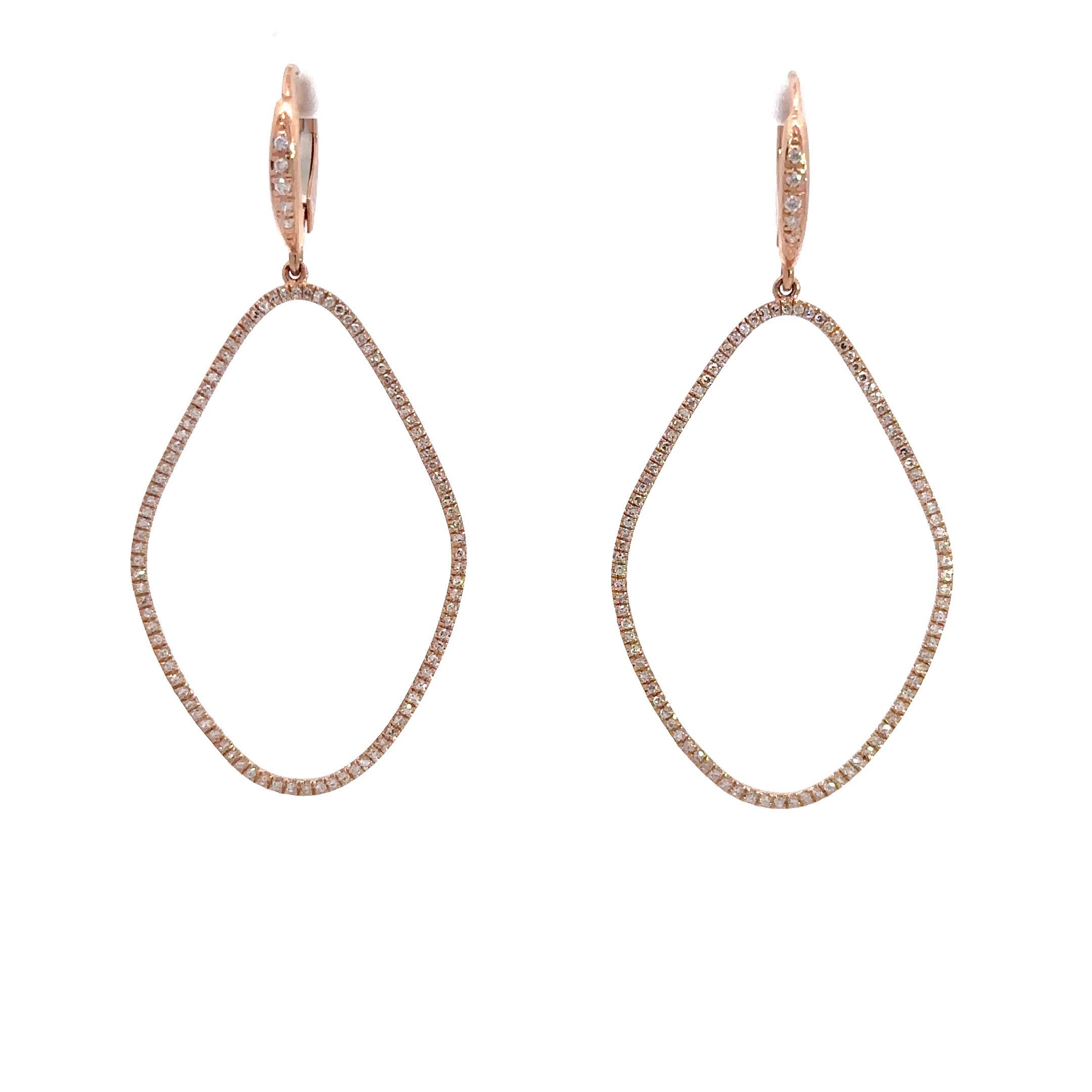 WD1115 14kt diamond shared prong marq shaped drop Earring