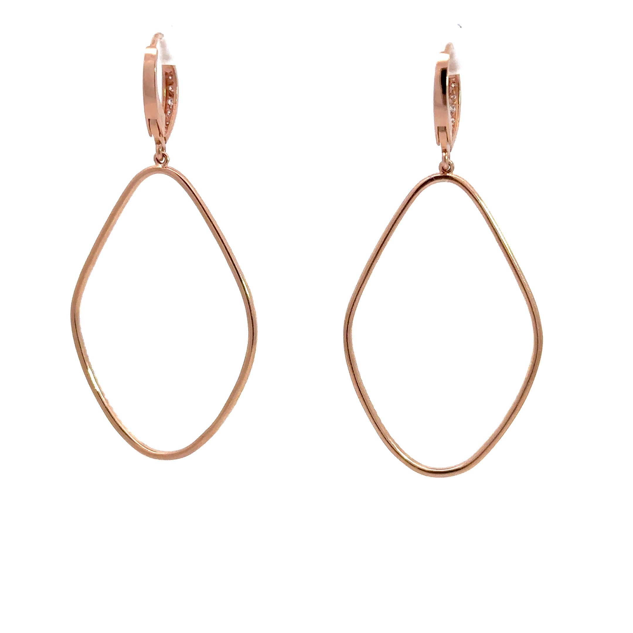 WD1115 14kt diamond shared prong marq shaped drop Earring