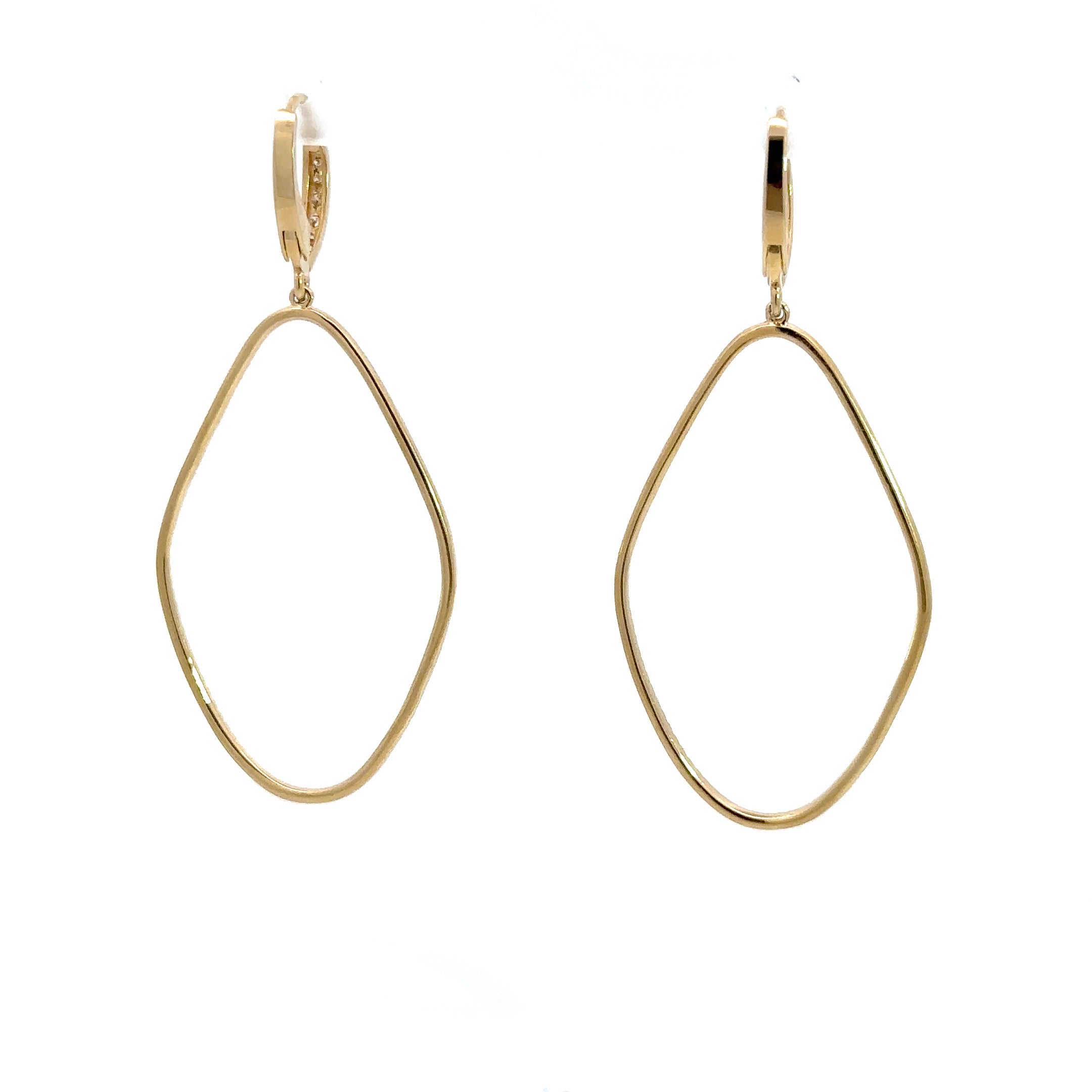 WD1115 14kt diamond shared prong marq shaped drop Earring