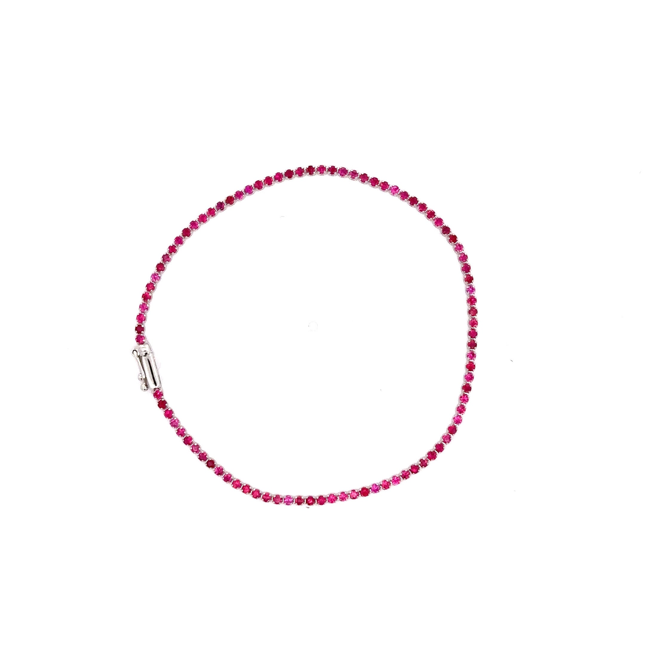 WD1204 18Kt Gold Hot Pink Sapphire Tennis Bracelet