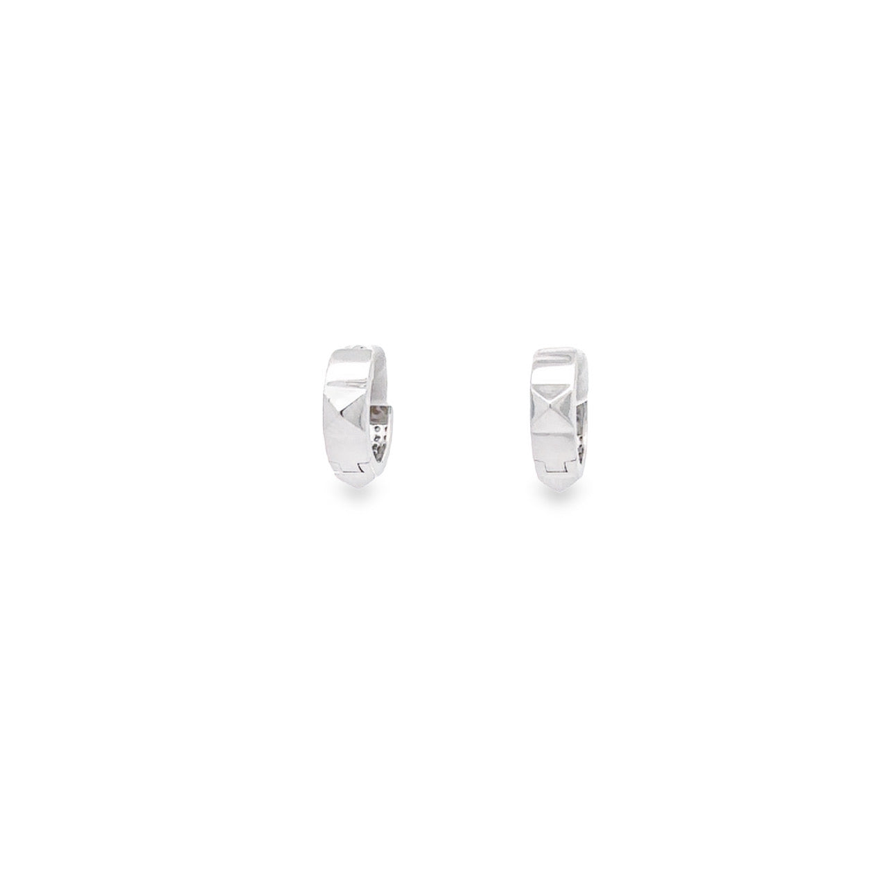 WD1203 14kt Gold Pyramid Design Pave Diamond Hoops