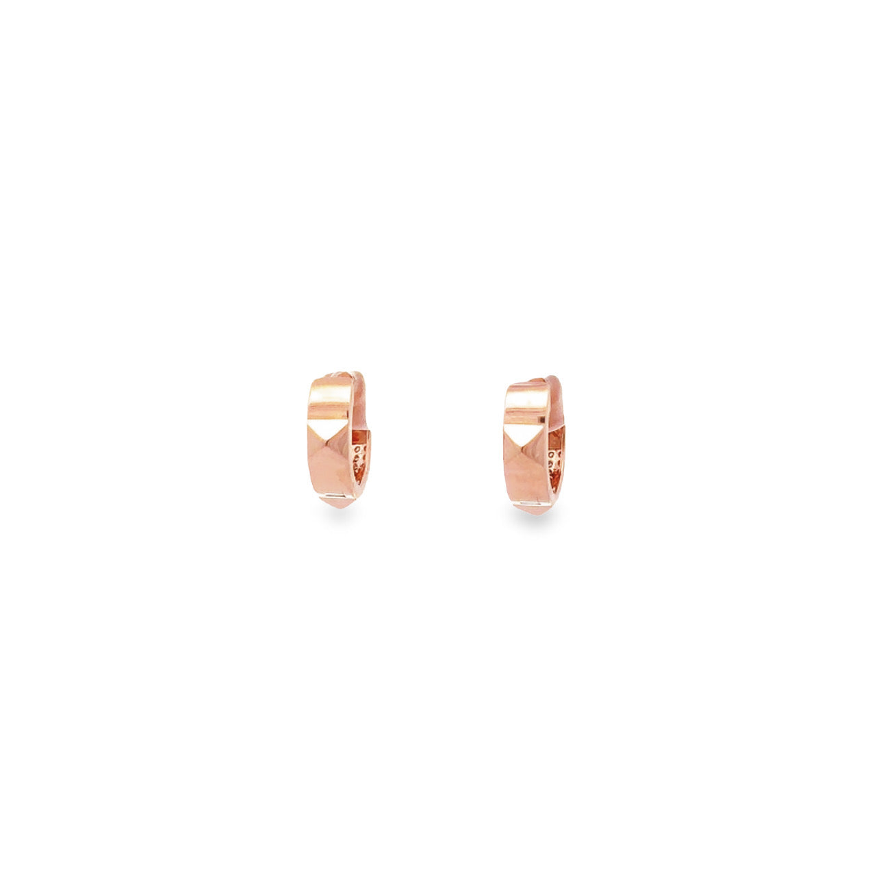 WD1203 14kt Gold Pyramid Design Pave Diamond Hoops
