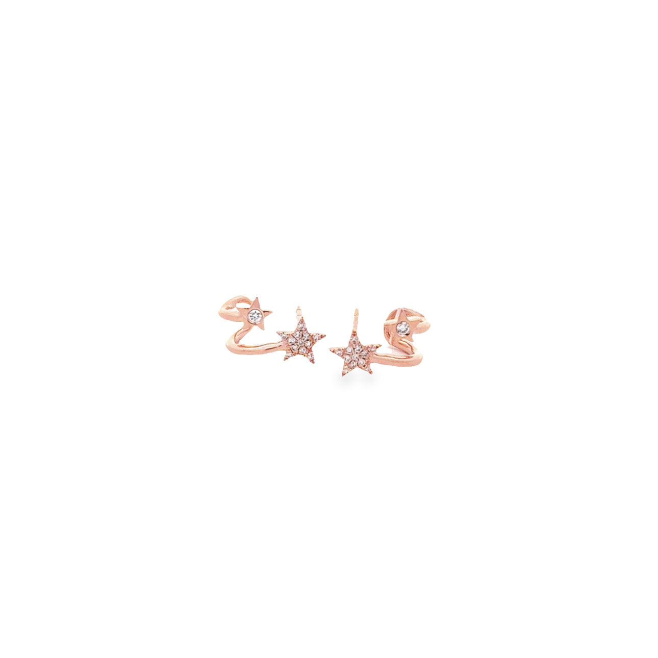 WD651 14kt and Diamond Double Star Cuff Earrings