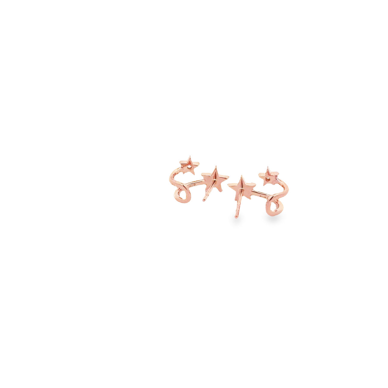 WD651 14kt and Diamond Double Star Cuff Earrings