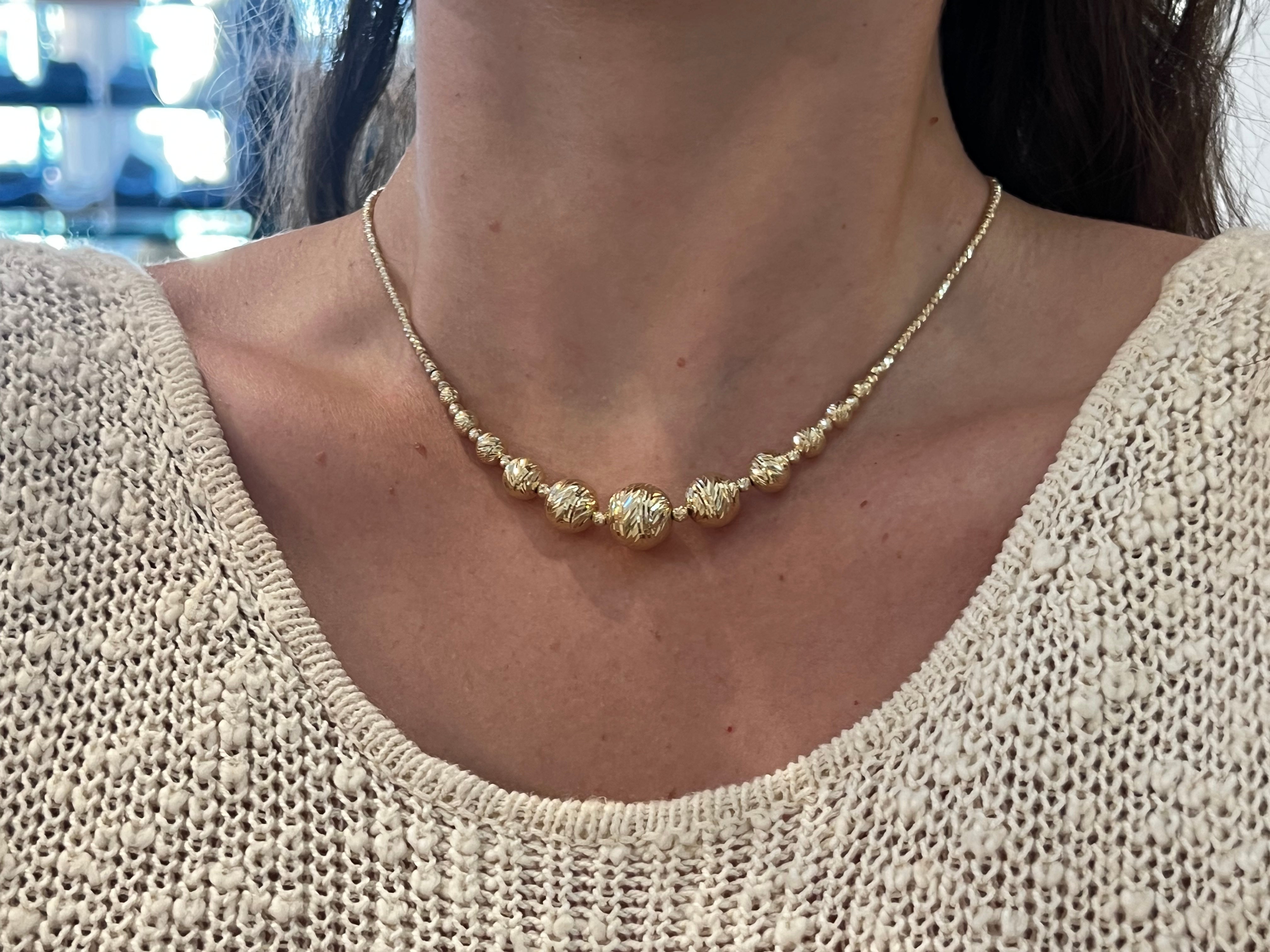 WD1845 14kt gold Faceted Bead Ball Necklace