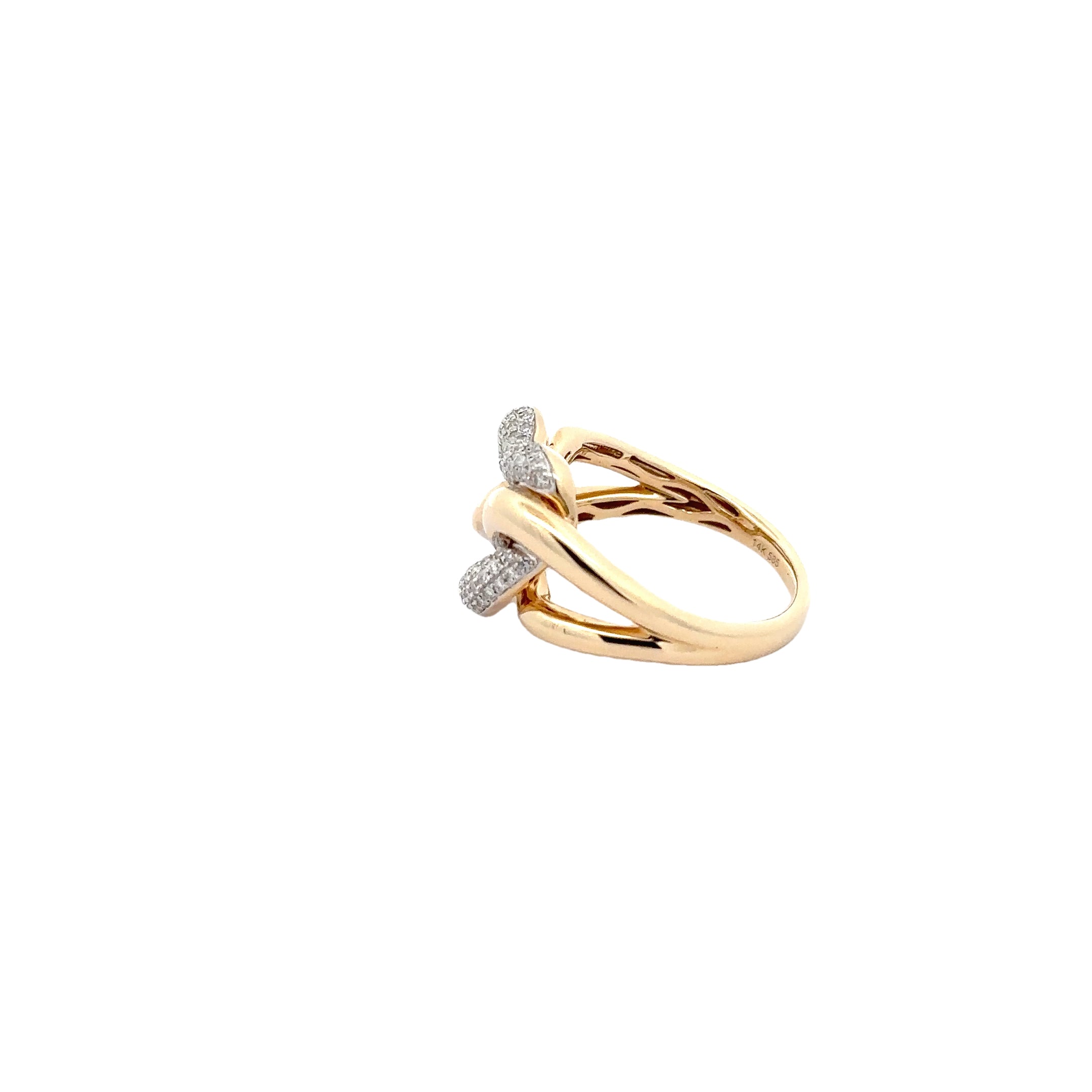 WD1729 14kt Love Knot Heart Ring With White Pave Diamond Detail