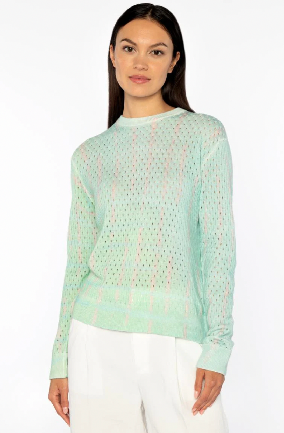 LSSC5-178 KINROSS Blurred Lines Pointelle Crew