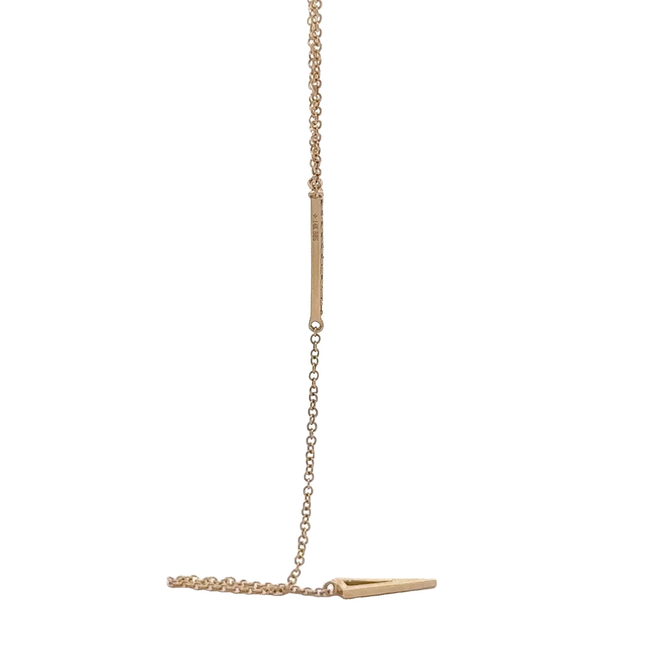 WD1791 14kt Gold Triangle Lariat Necklace with Diamond Accents