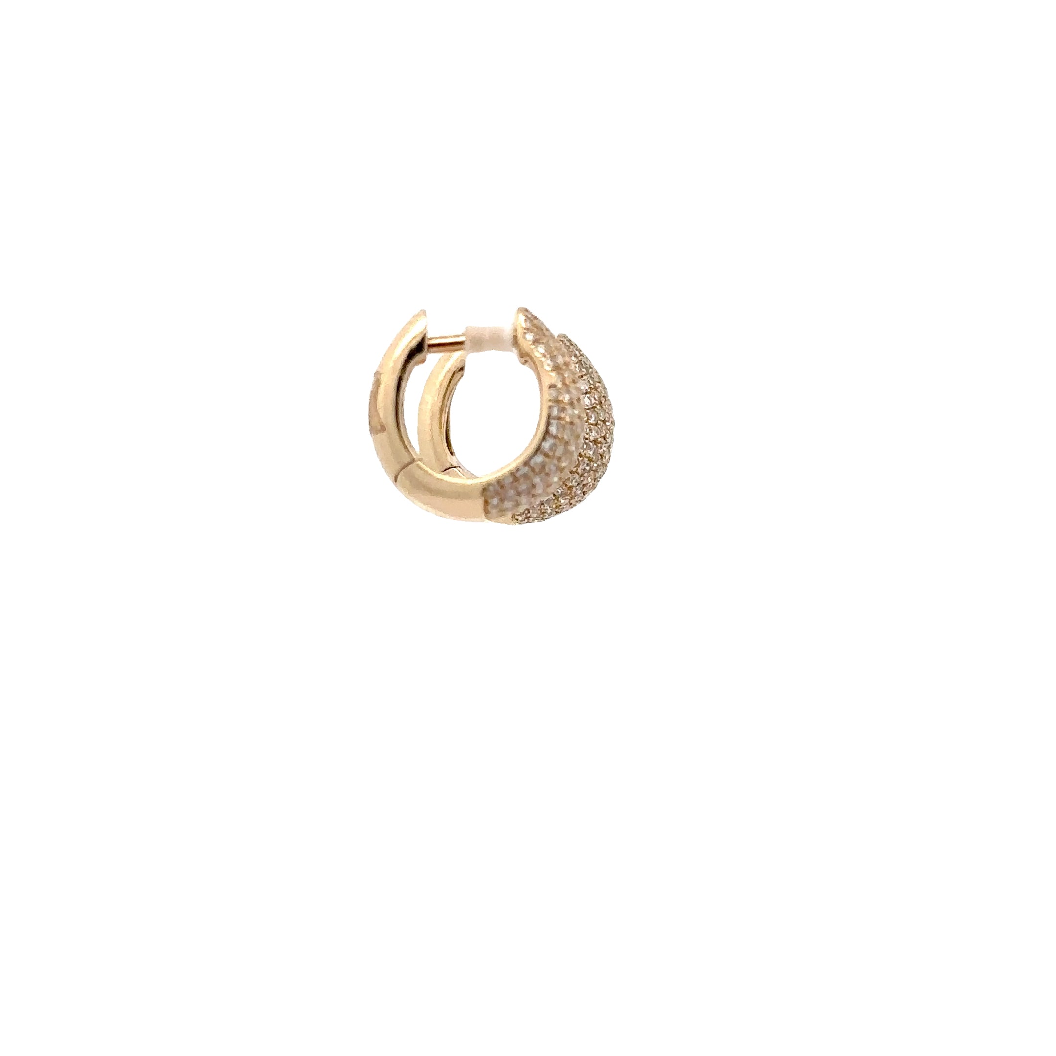 WD1796 14kt Gold Tick Pave Diamond Huggie Hoop Earrings