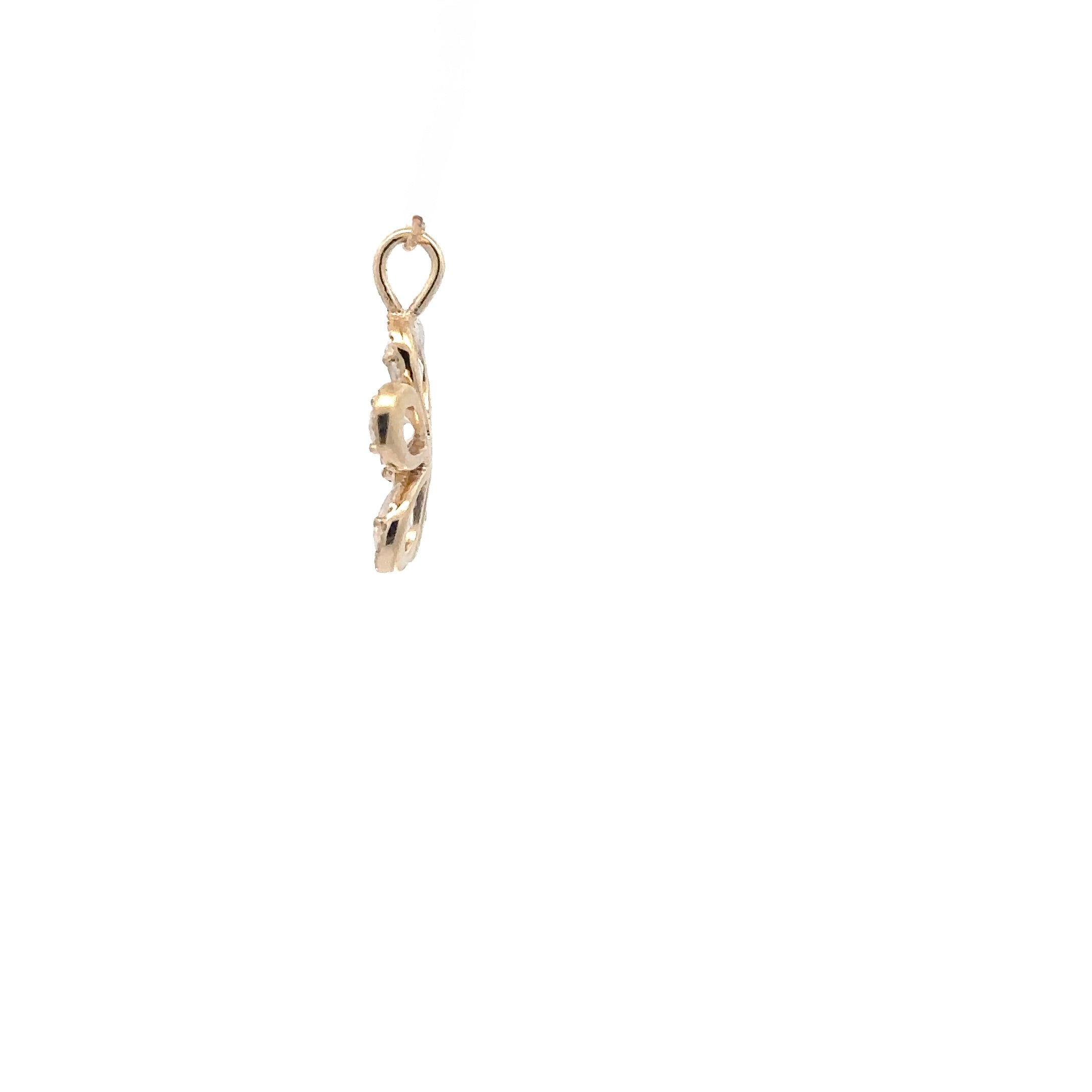 WD1798 14kt Gold Moonstone with Diamond Petal Pendant