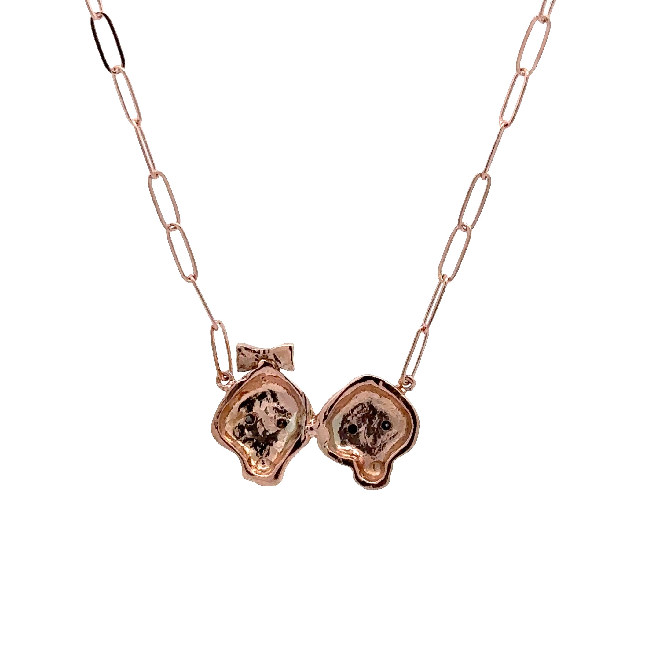 WD1814 14kt Gold Paper Link Chain Bonehead Necklace