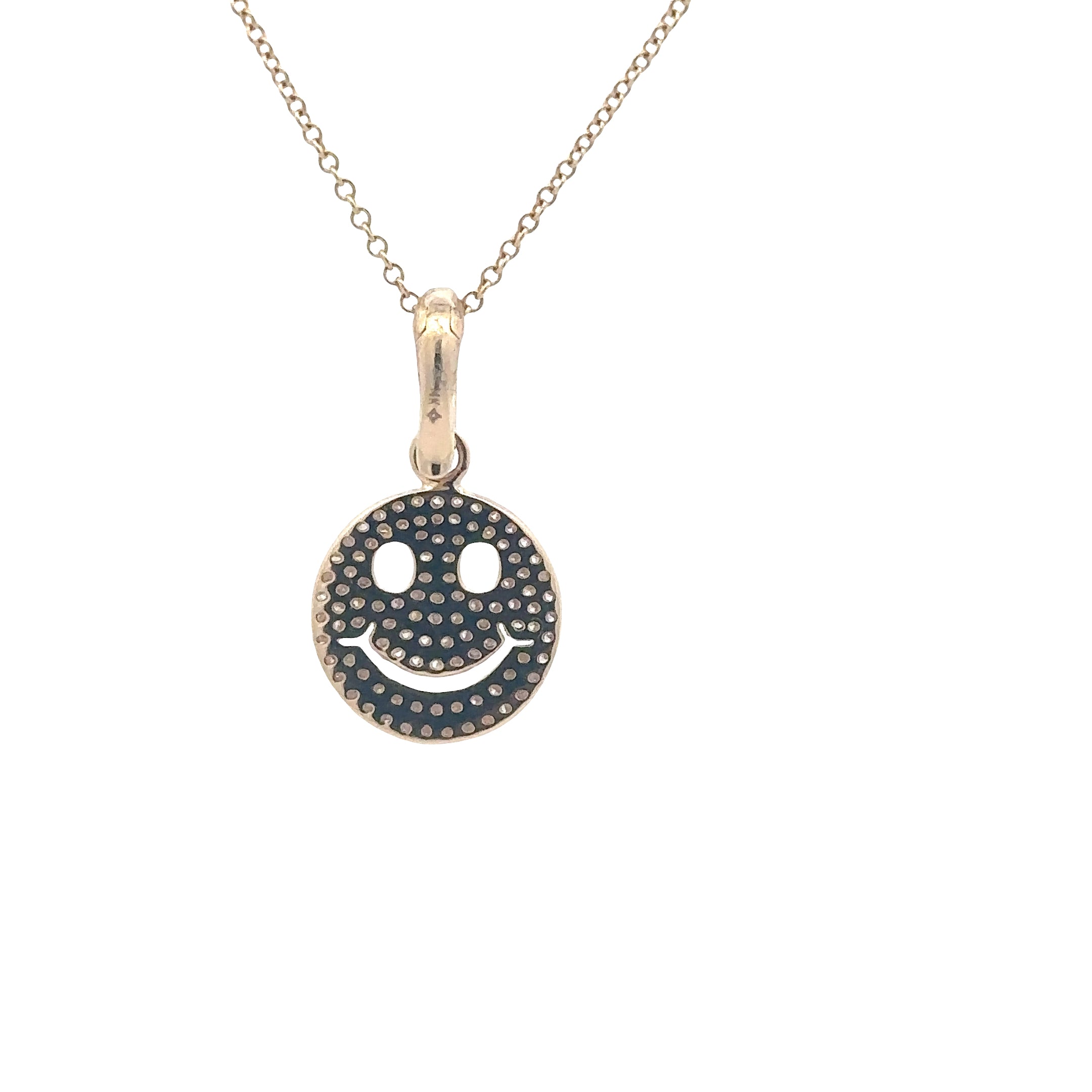 WD1828 14kt Gold Large Diamond Pave Smiley Pendant
