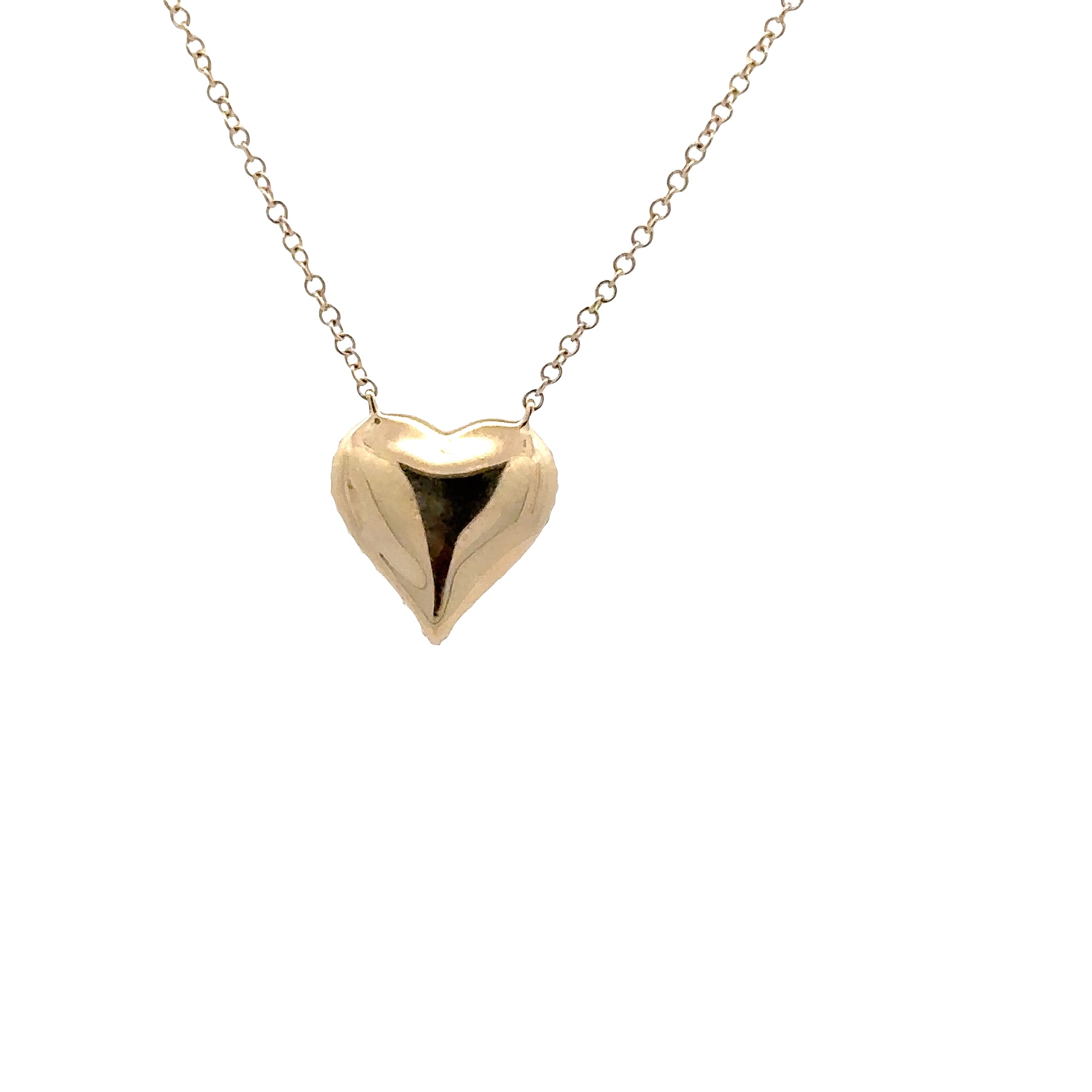 WD1835 14kt gold pave diamond puffy heart necklace